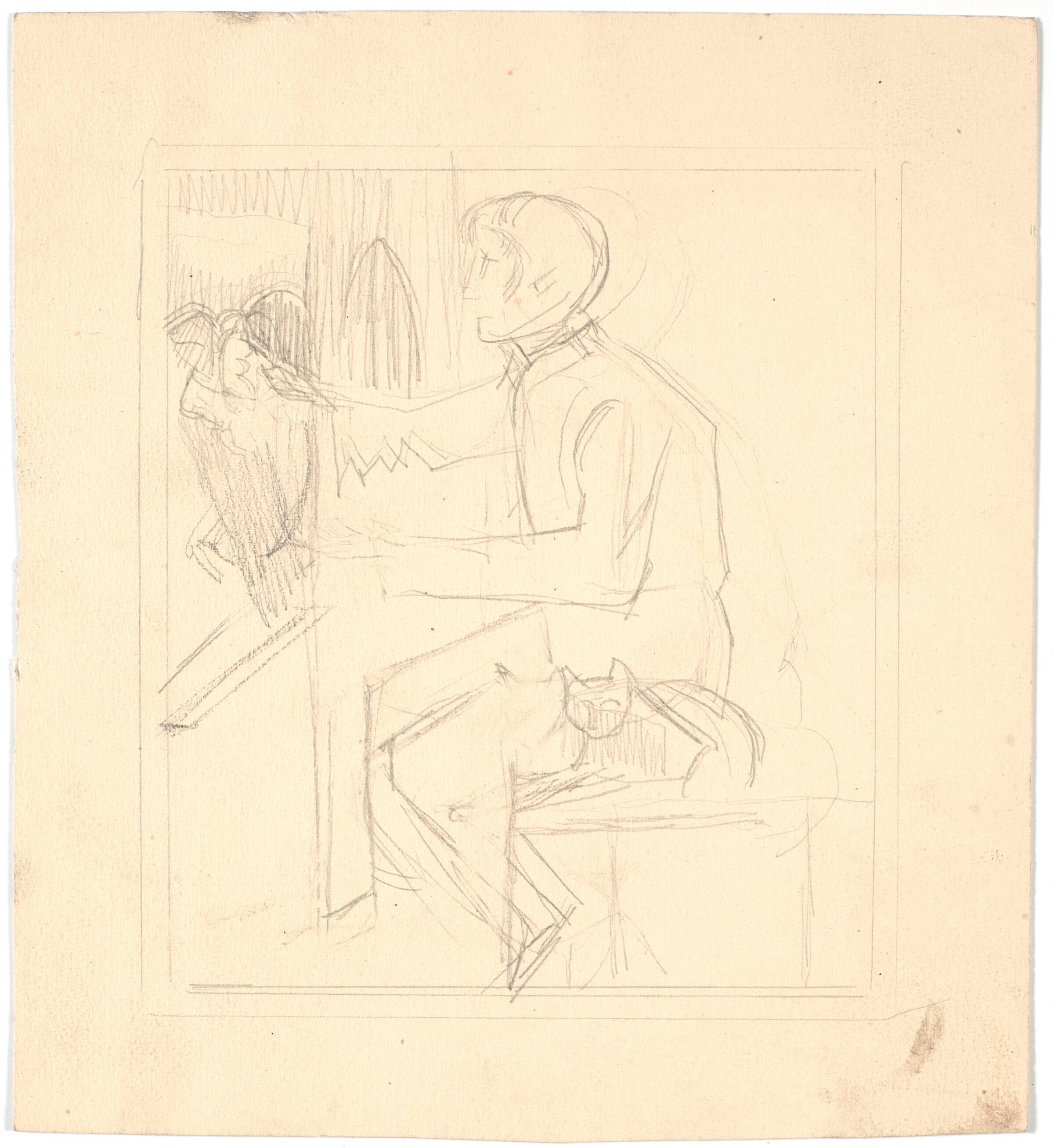 Thorvaldsen modellerer "Natten", Poul S. Christiansen, 1899-1902