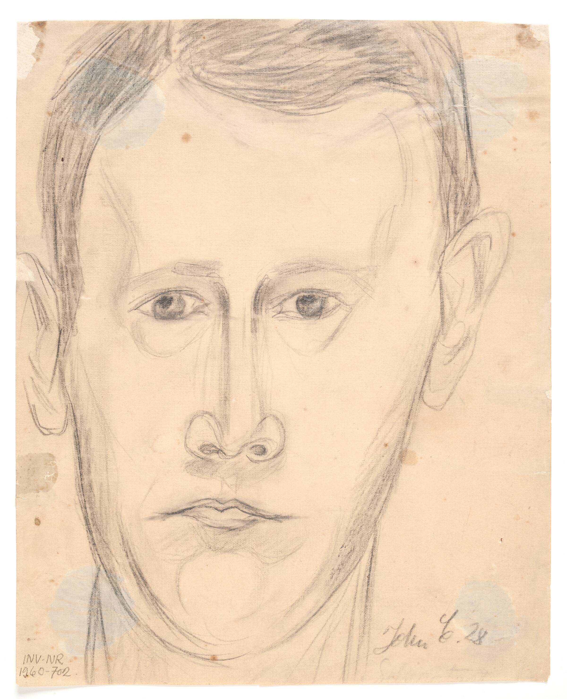 Selvportræt en face, John Christensen, 1928
