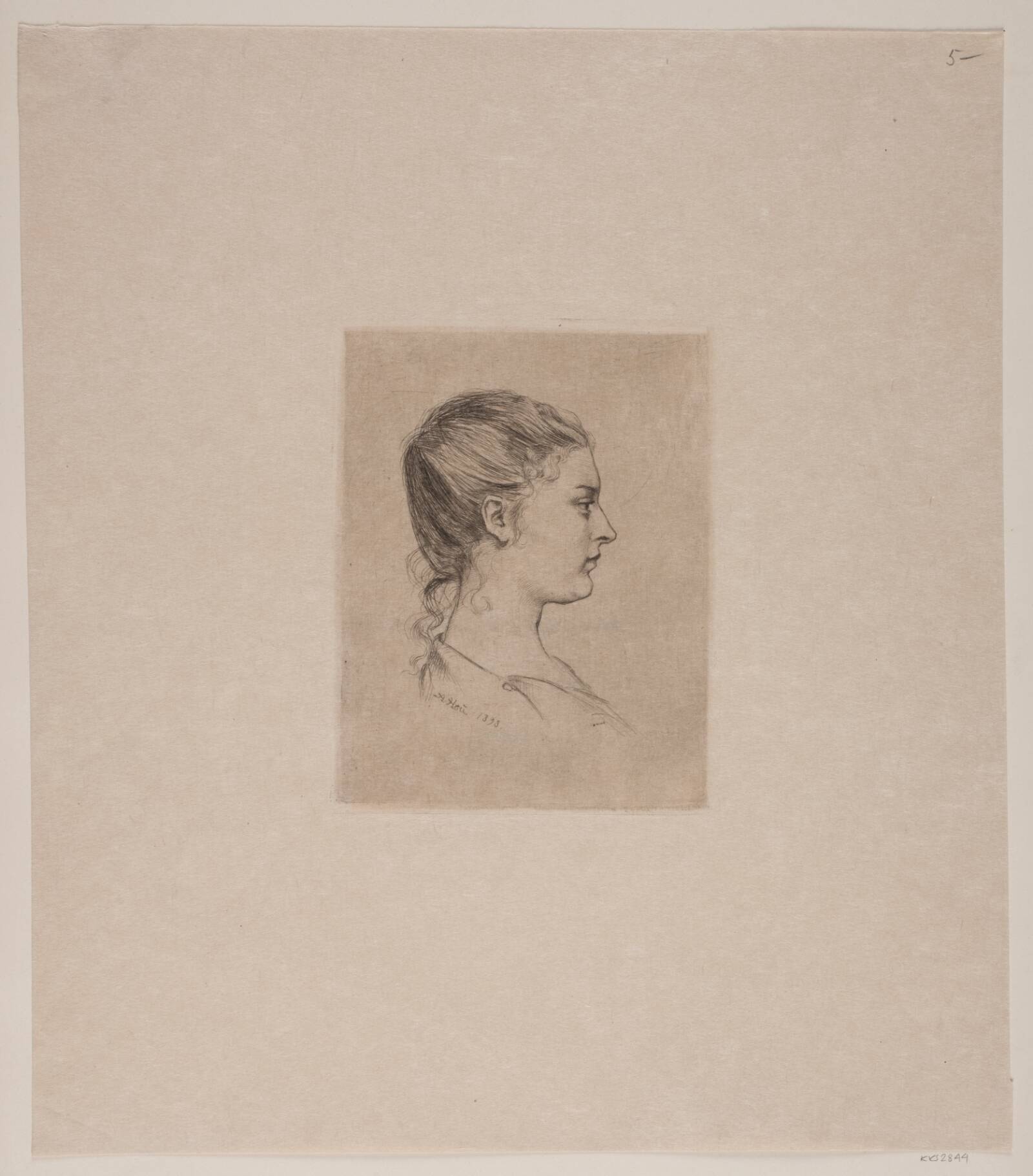 Kvindehoved. Profil til højre, Axel Hou, 1898