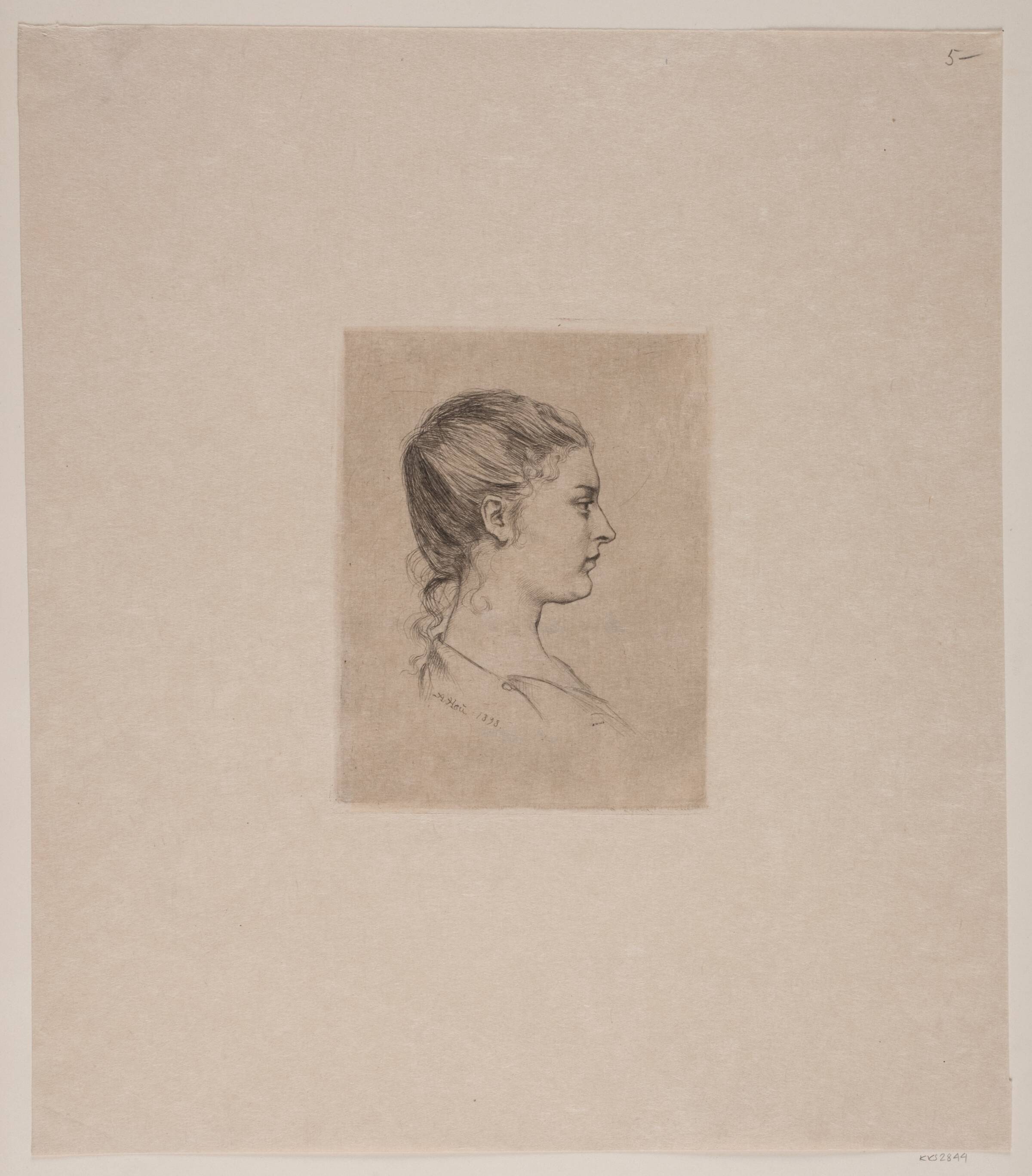 Kvindehoved. Profil til højre, Axel Hou, 1898
