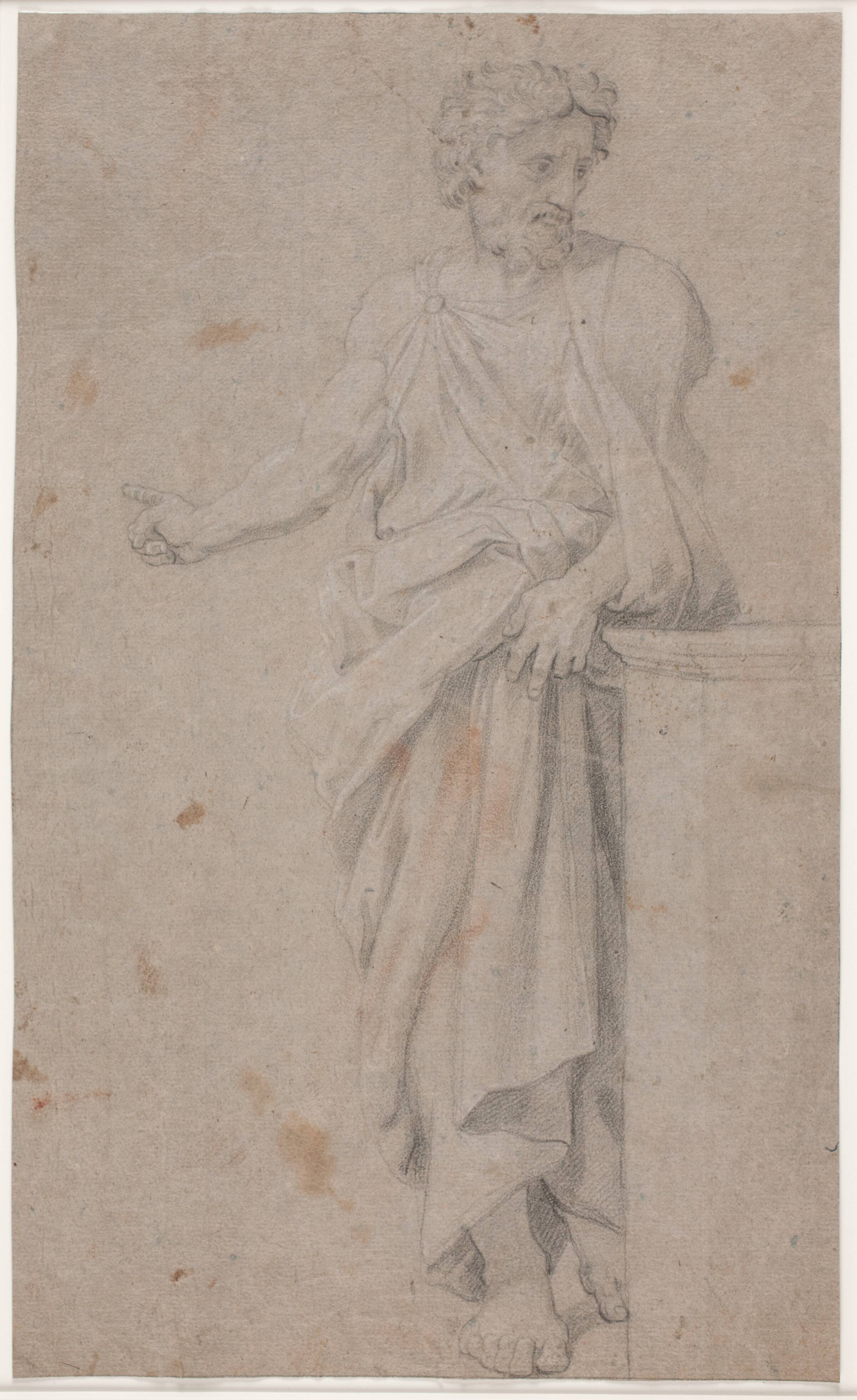 Stående mand. Studie efter Rafaels "Disputa", Hendrik Krock, 1686-1738