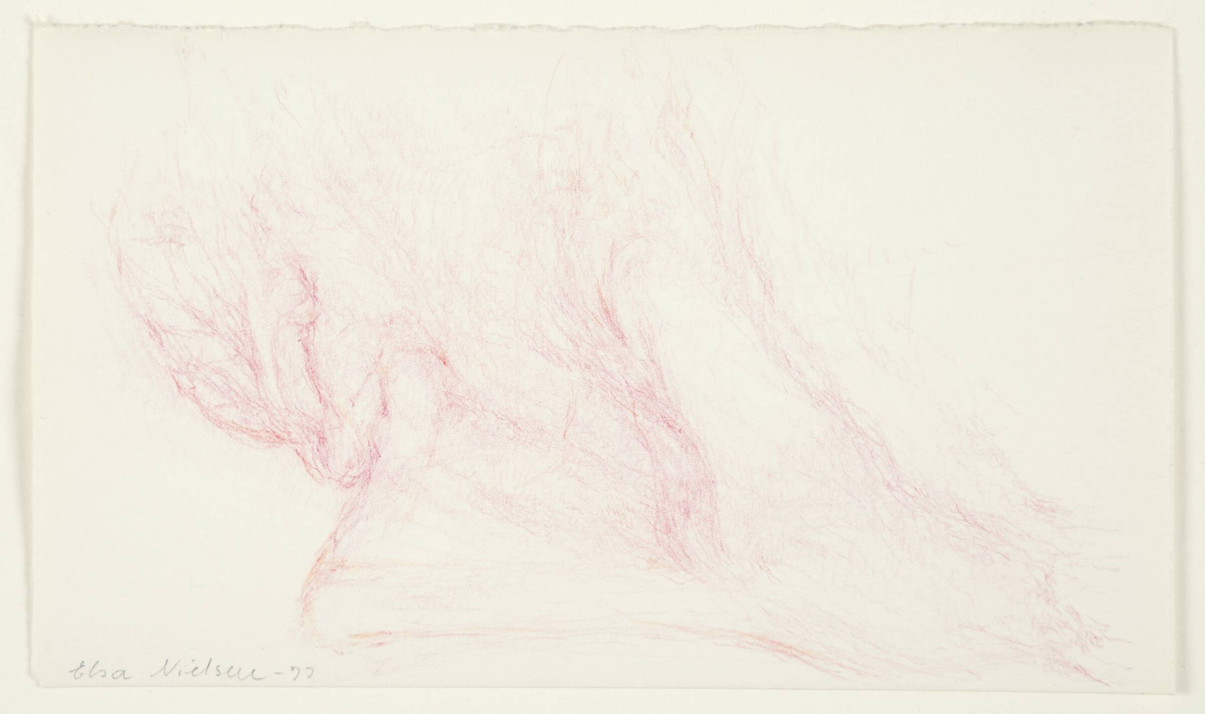 Detalje af antikt hoved; nedadvendt profil., Elsa Nielsen, 1977