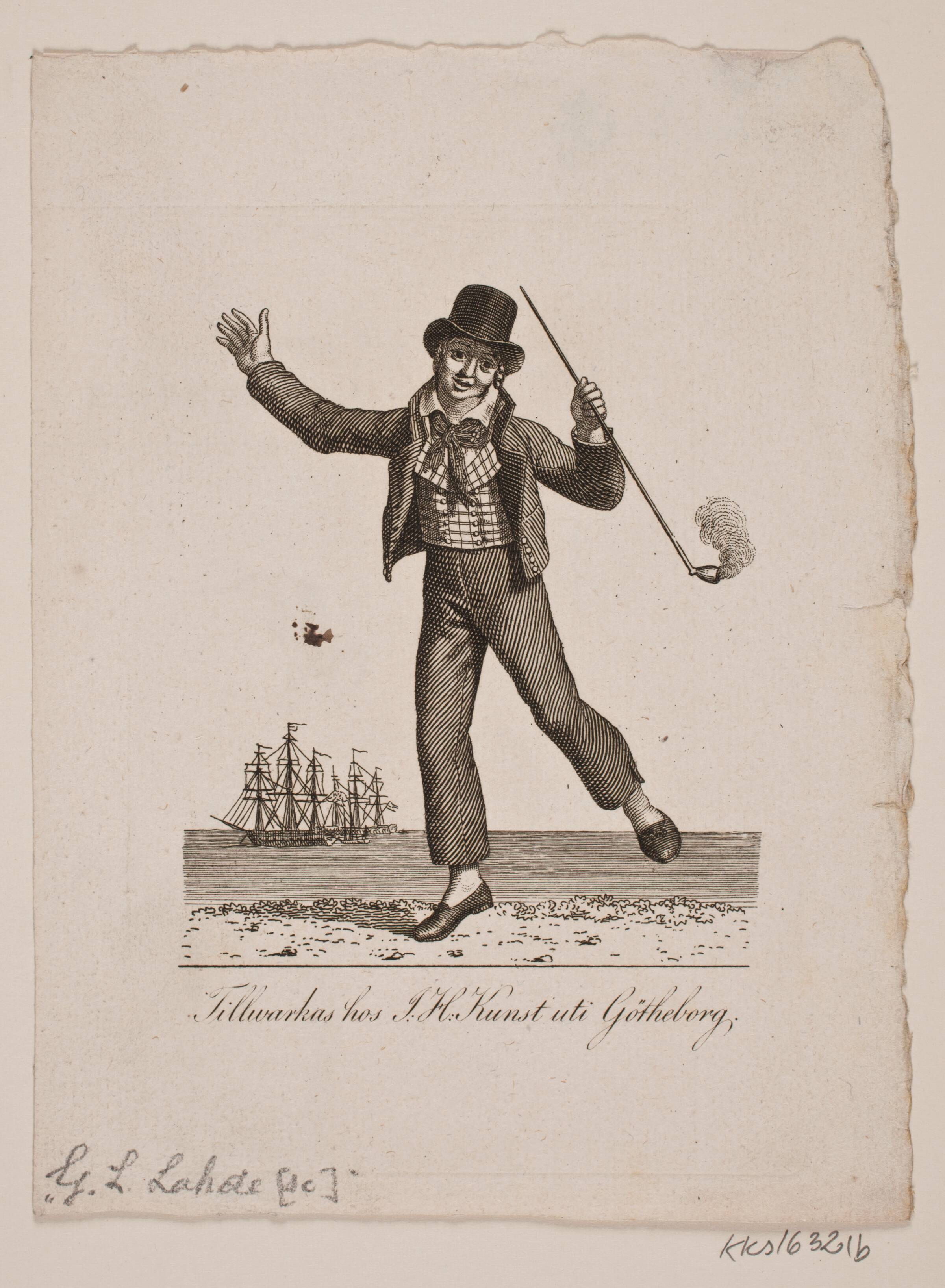 Dansende sømand med pibe, Gerhard Ludvig Lahde, 1765-1833