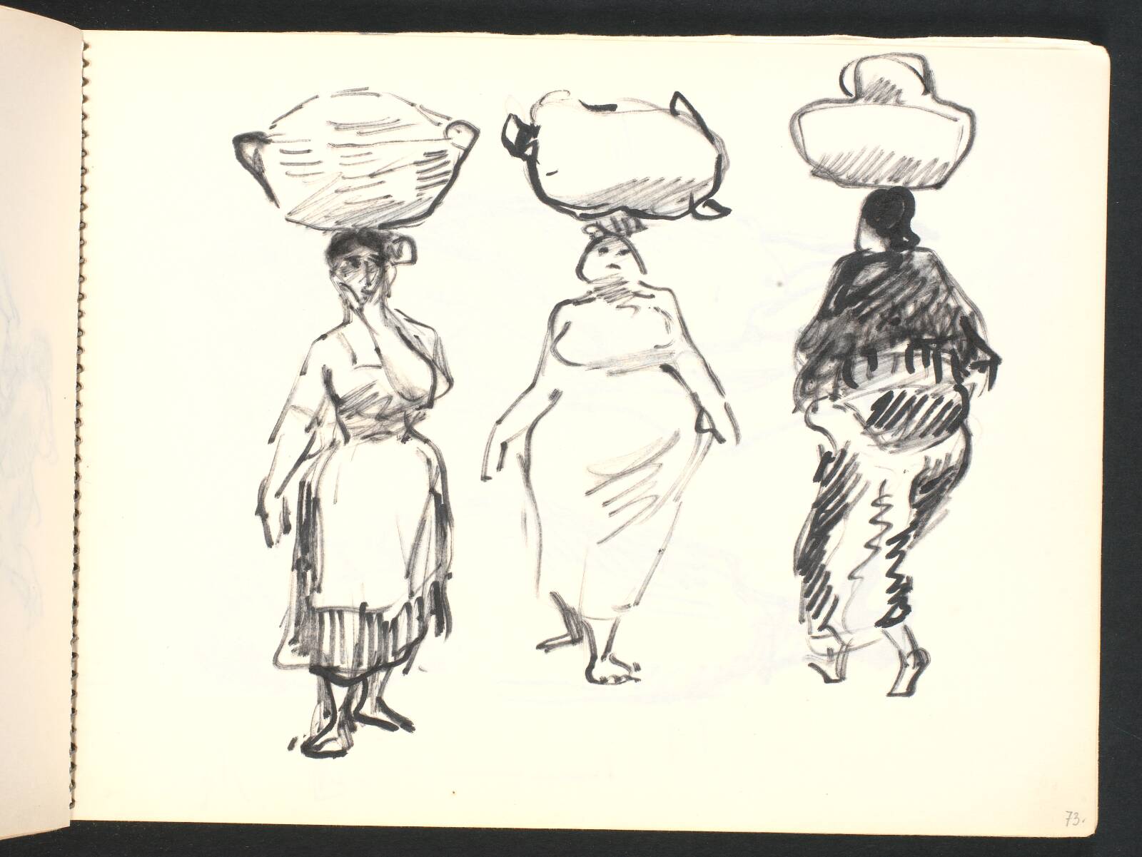Tre kvinder med byrder på hovedet, Gottfred Eickhoff, 1952