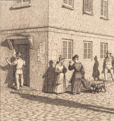 Et gadehjørne. Illustration til "Linearperspectiven", Tavle VII