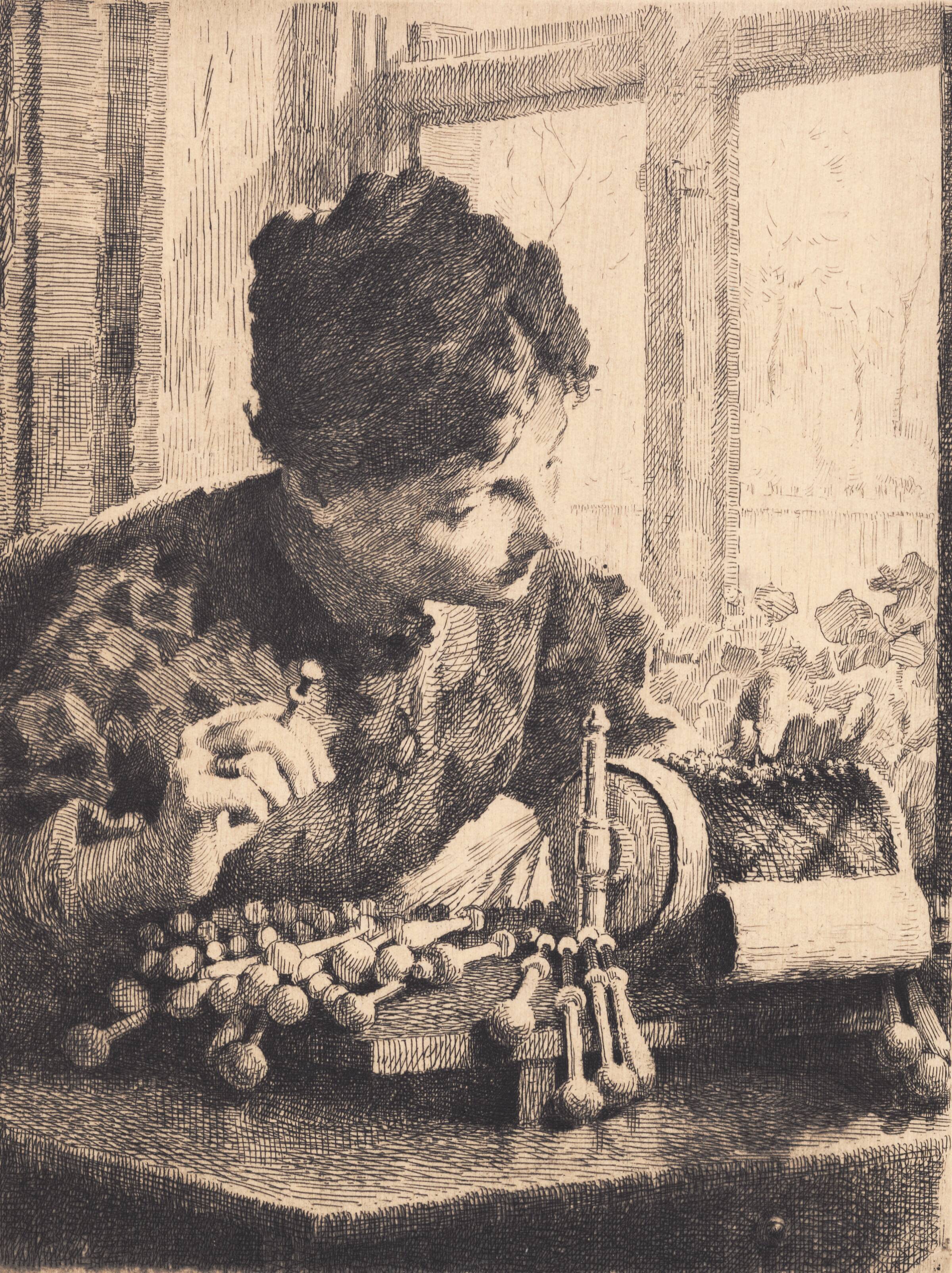 Kniplerske ved vinduet, Frans Schwartz, 1865-1917