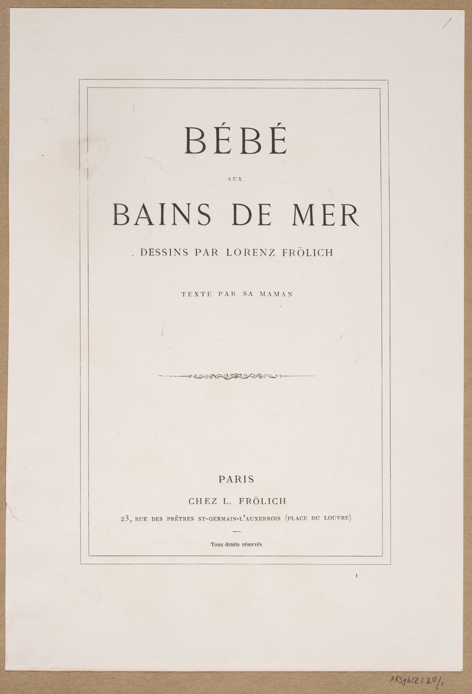 Titelblad, Lorenz Frølich, 1863