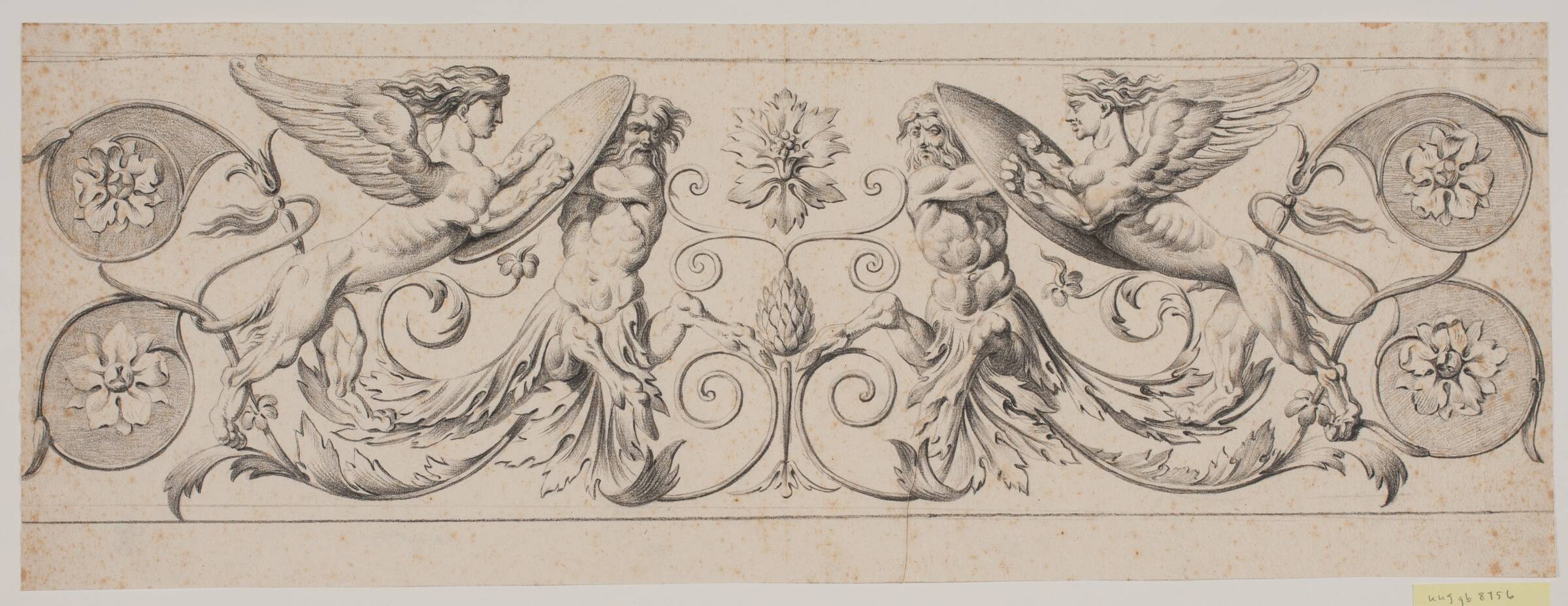 Dekorativ frise med kentaurer og sfinkser, Jacques François Joseph Saly, 1717-1776