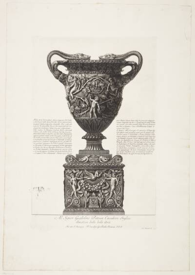 Stor marmorvase med putti og vinløv, fundet i Hadrians Villa i 1769