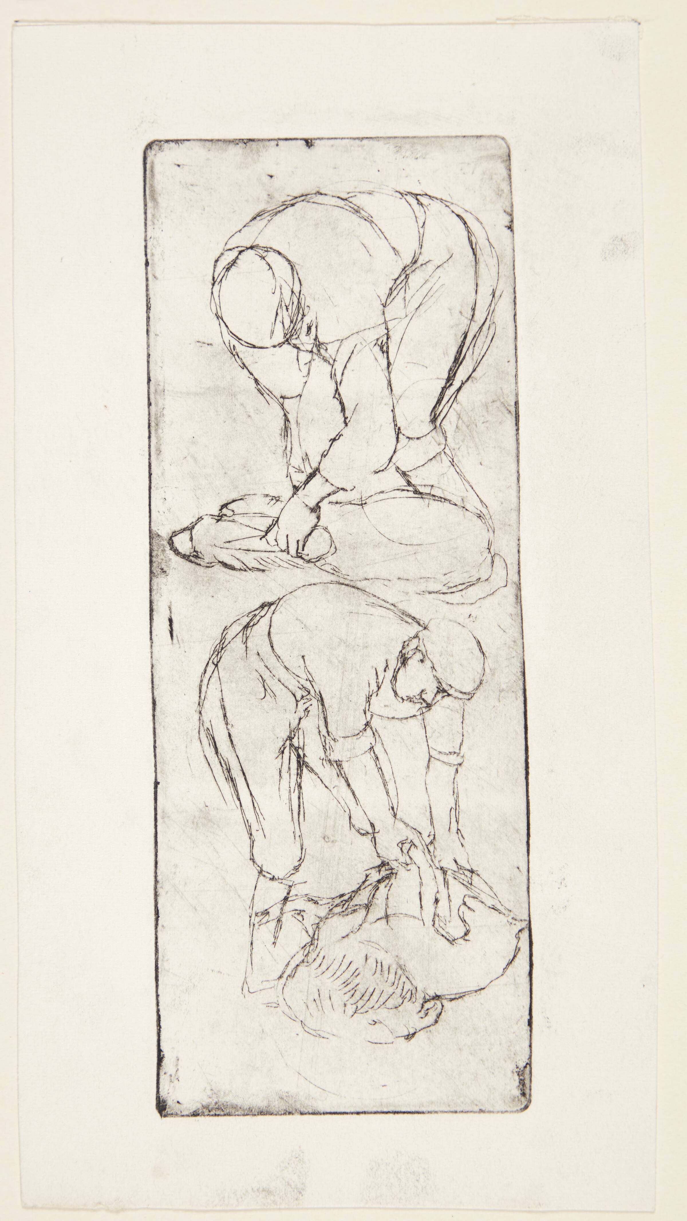 To studier, på ét blad, af en italiener, der klipper får, Karen Westman, 1954