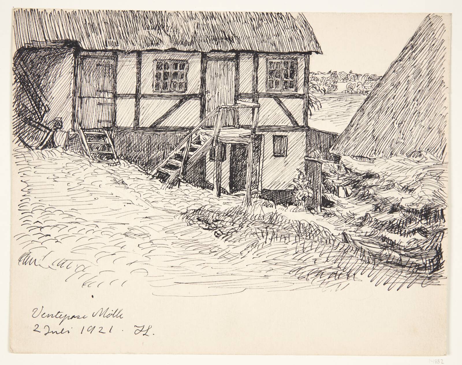 "Ventepose Mølle", Johannes Larsen, 1921