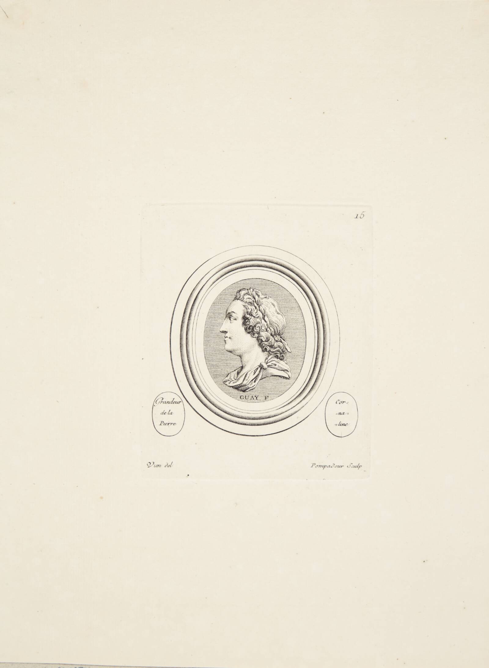 Mandshoved i profil mod venstre, Madame de Pompadour, 1753-1757