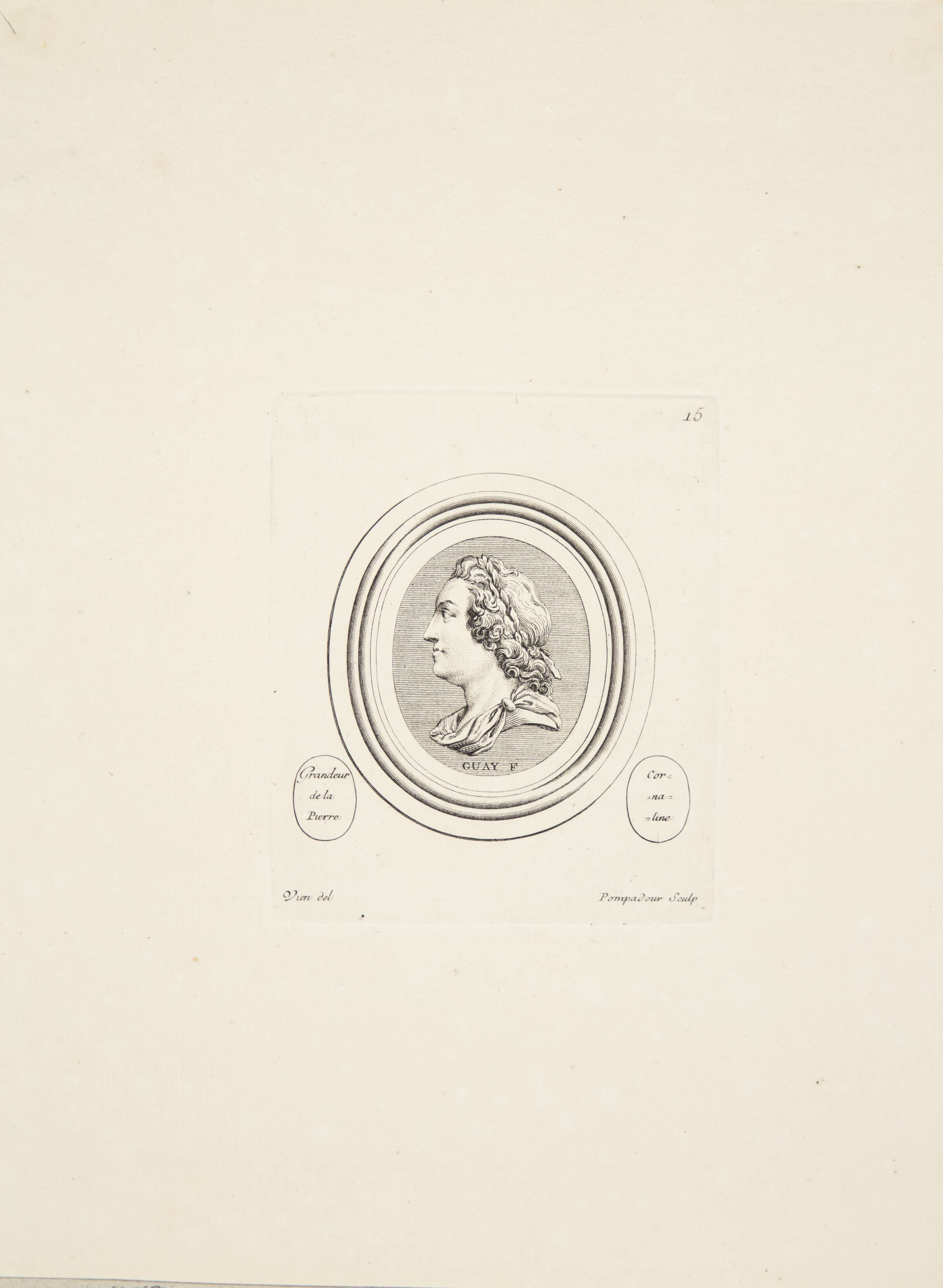 Mandshoved i profil mod venstre, Madame de Pompadour, 1753-1757
