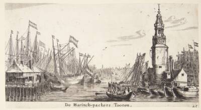 Udsigt mod De Haringpakkerstoren i Amsterdam