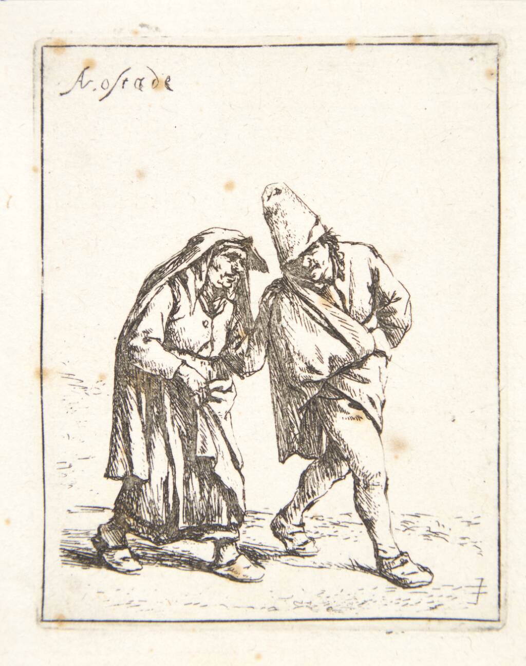 Gående bondepar, Adriaen van Ostade, 1638