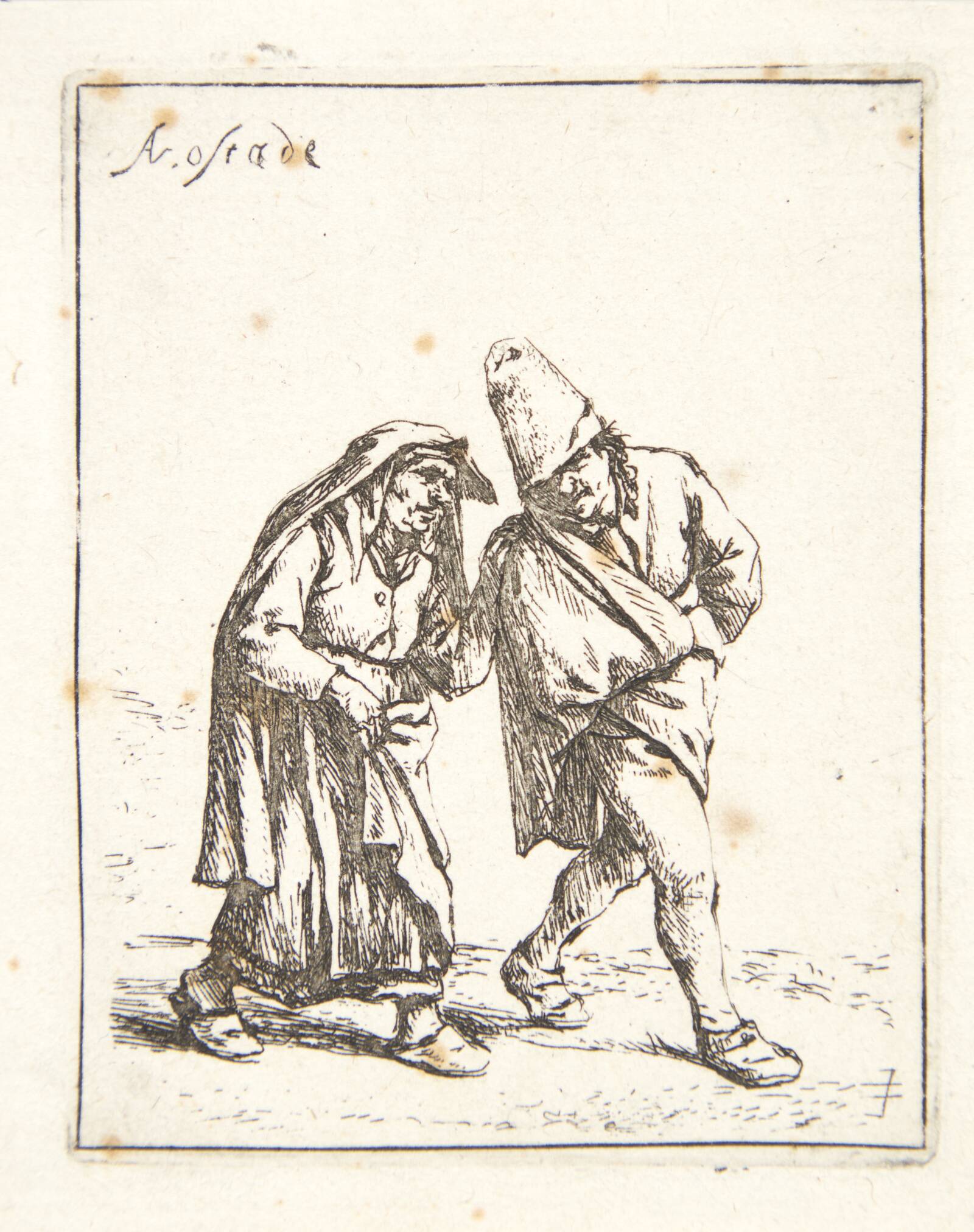 Gående bondepar, Adriaen van Ostade, 1638