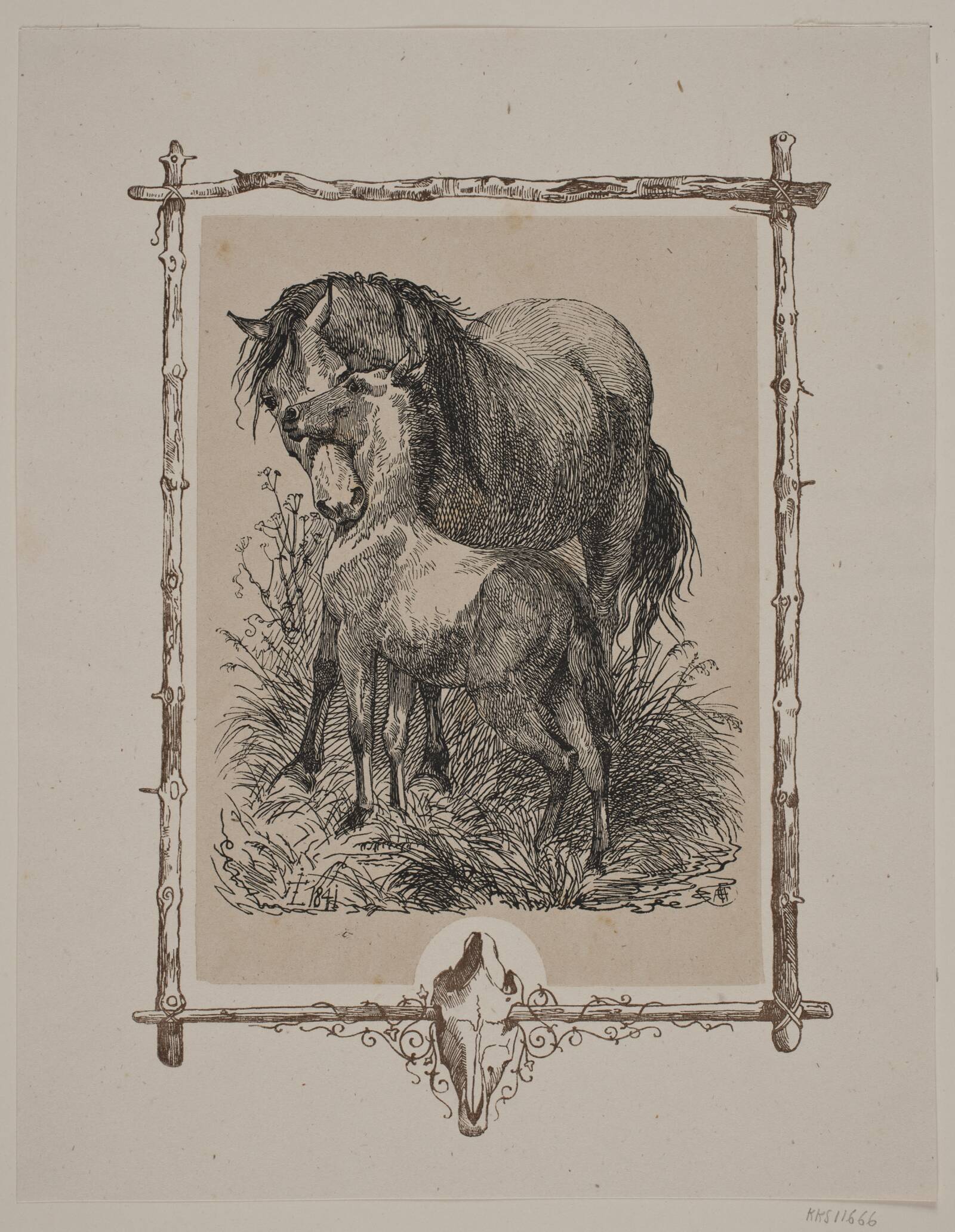 Hoppen og føllet, Andreas Flinch, 1841