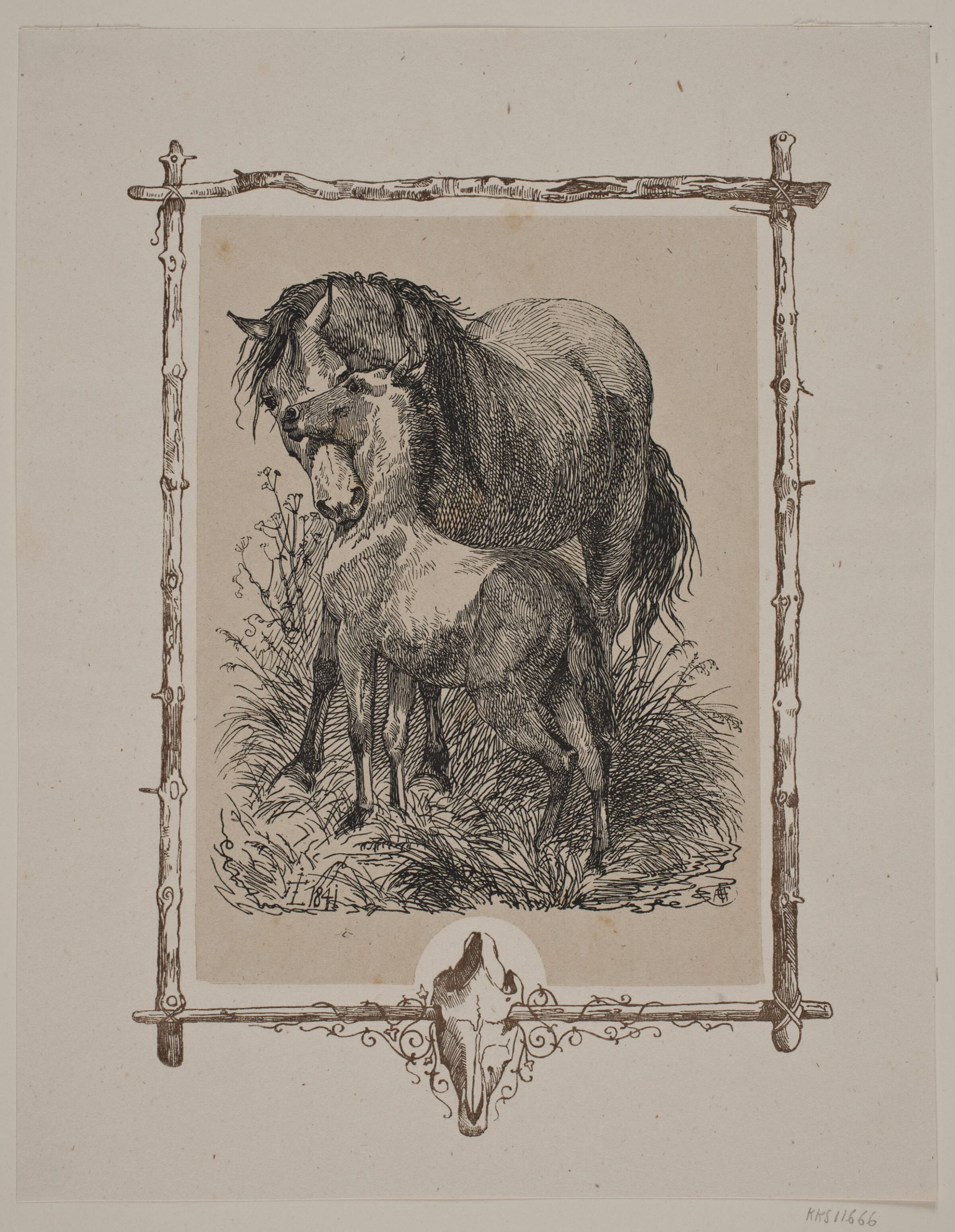 Hoppen og føllet, Andreas Flinch, 1841