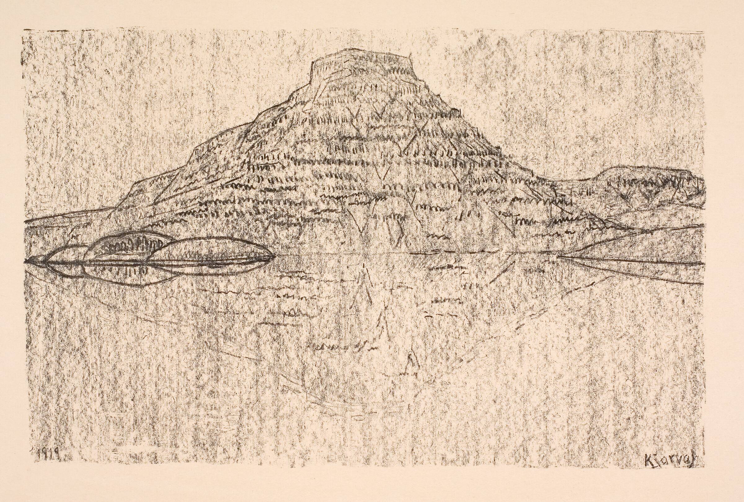 Bjerg ved en sø, Jóhannes Kjarval, 1919