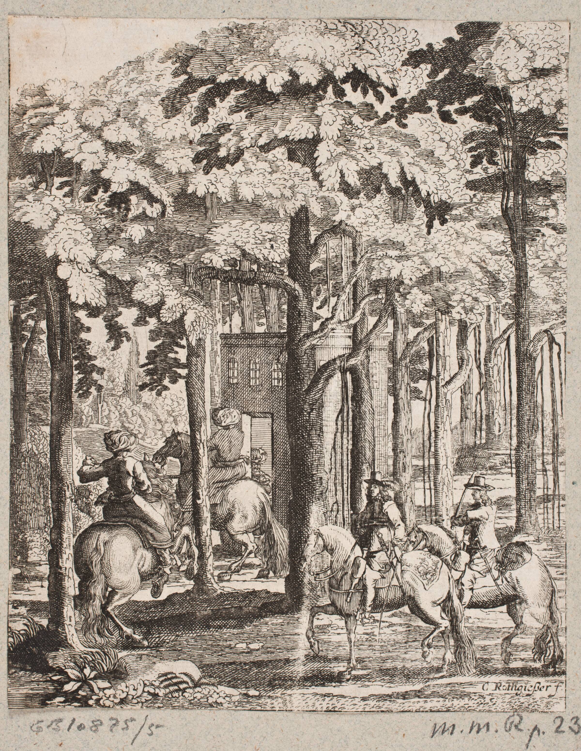 Ryttere i en skov, Christian Rothgiesser, 1668