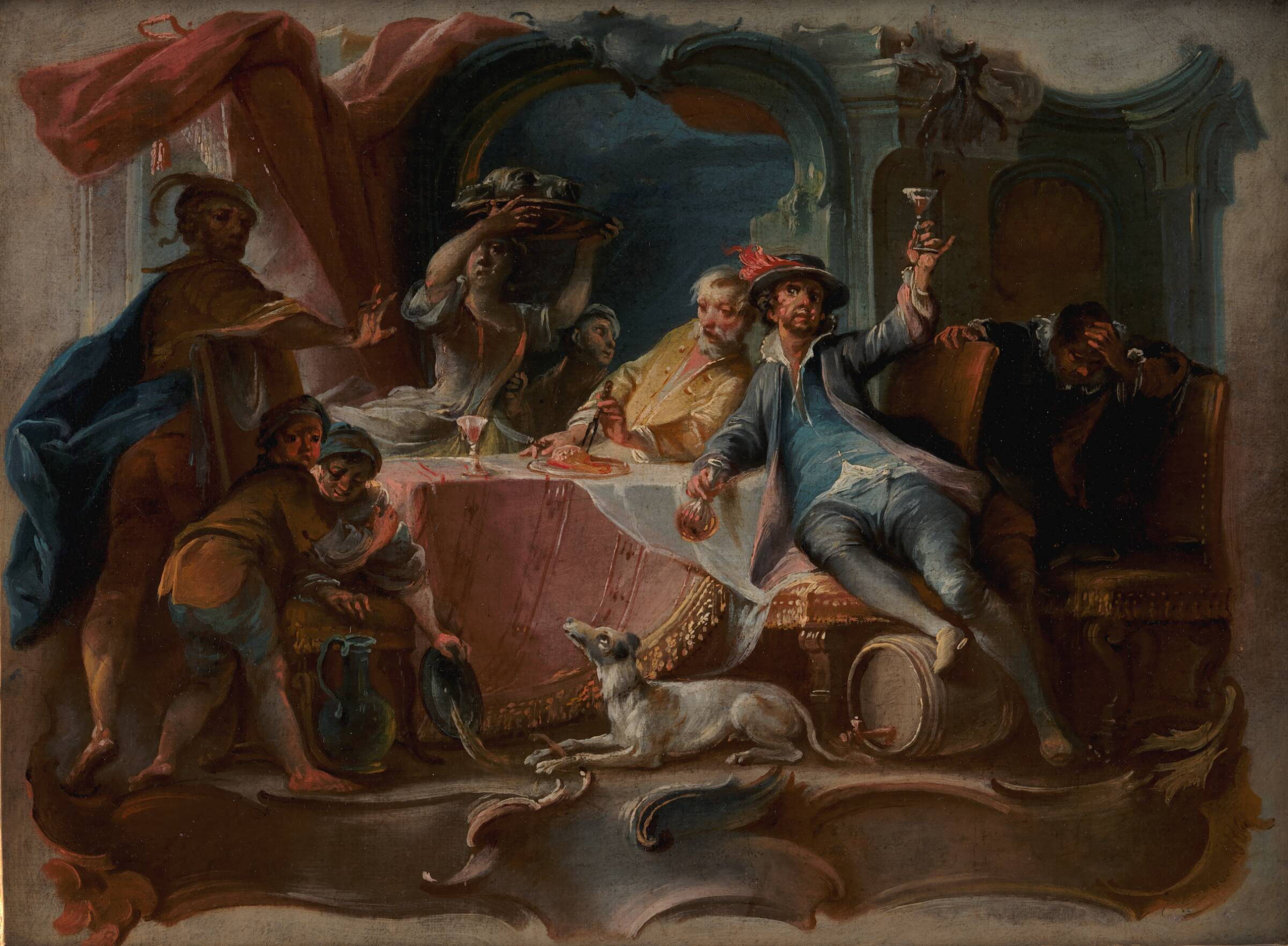 Den fortabte søn svirer sin arvelod op, Johann Wolfgang Baumgartner, 1724-1761