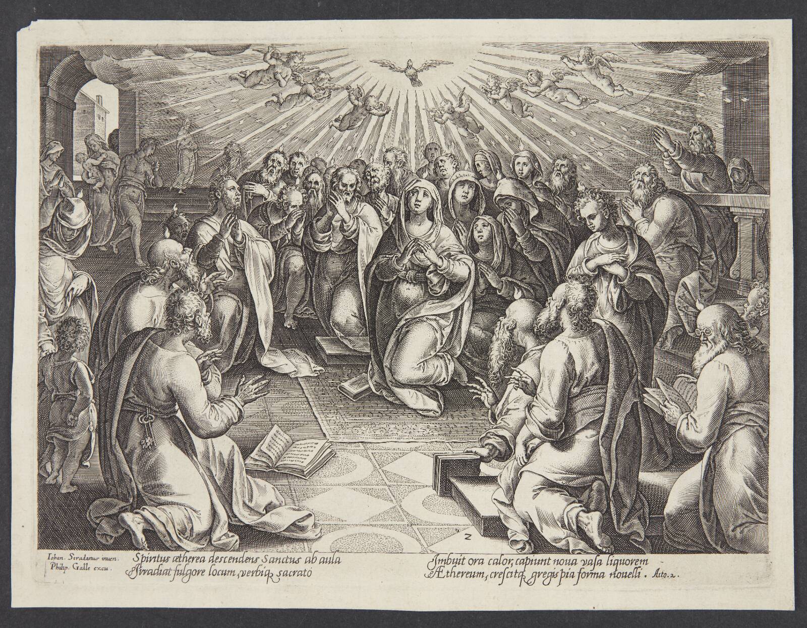 Helligåndens nedstigning pinsedag, Philips Galle, 1582