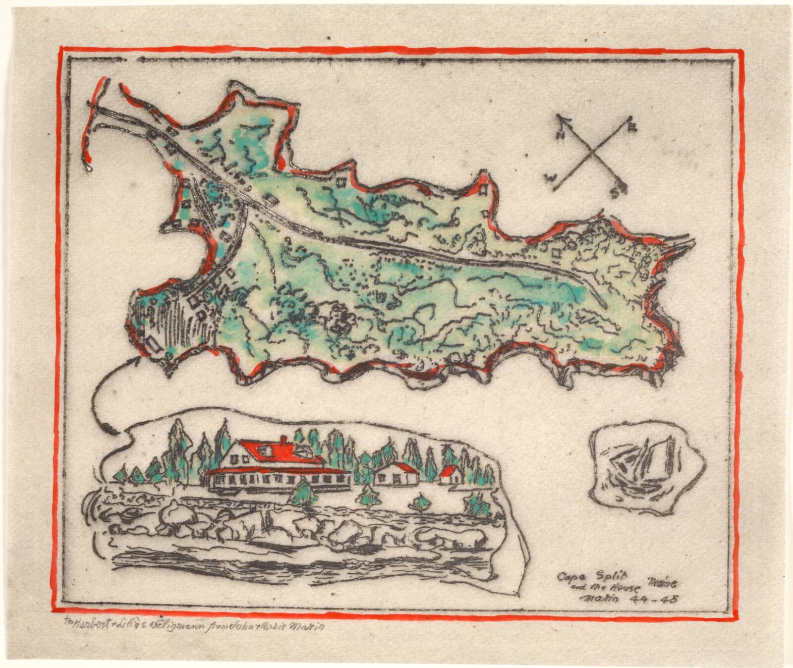 Cape Split and The House, Maine, John Marin, 1944-1945