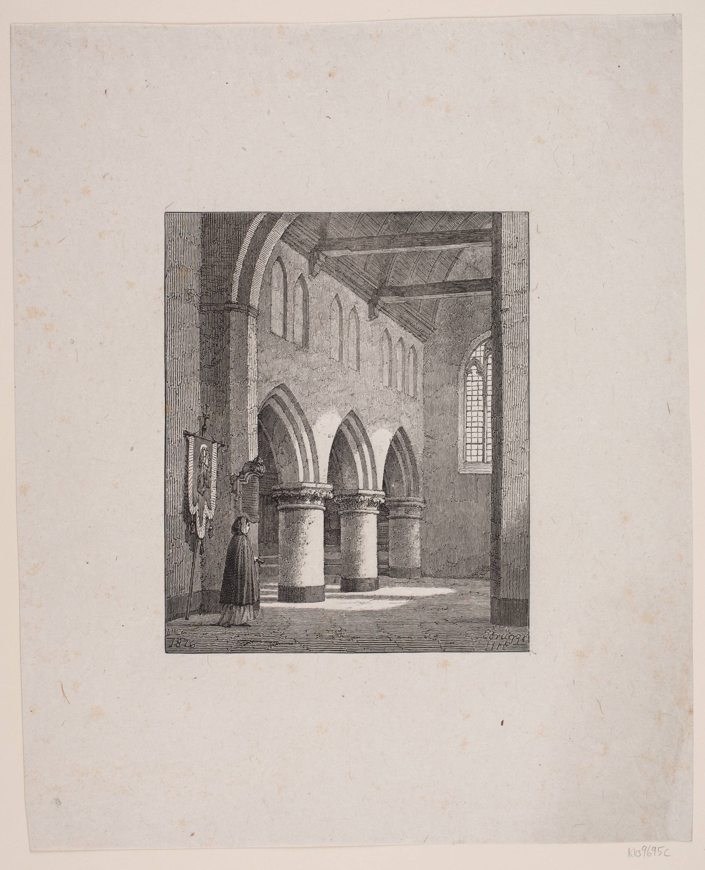 Det indre af et kapel i Brügge, Balzer Dahl, 1876