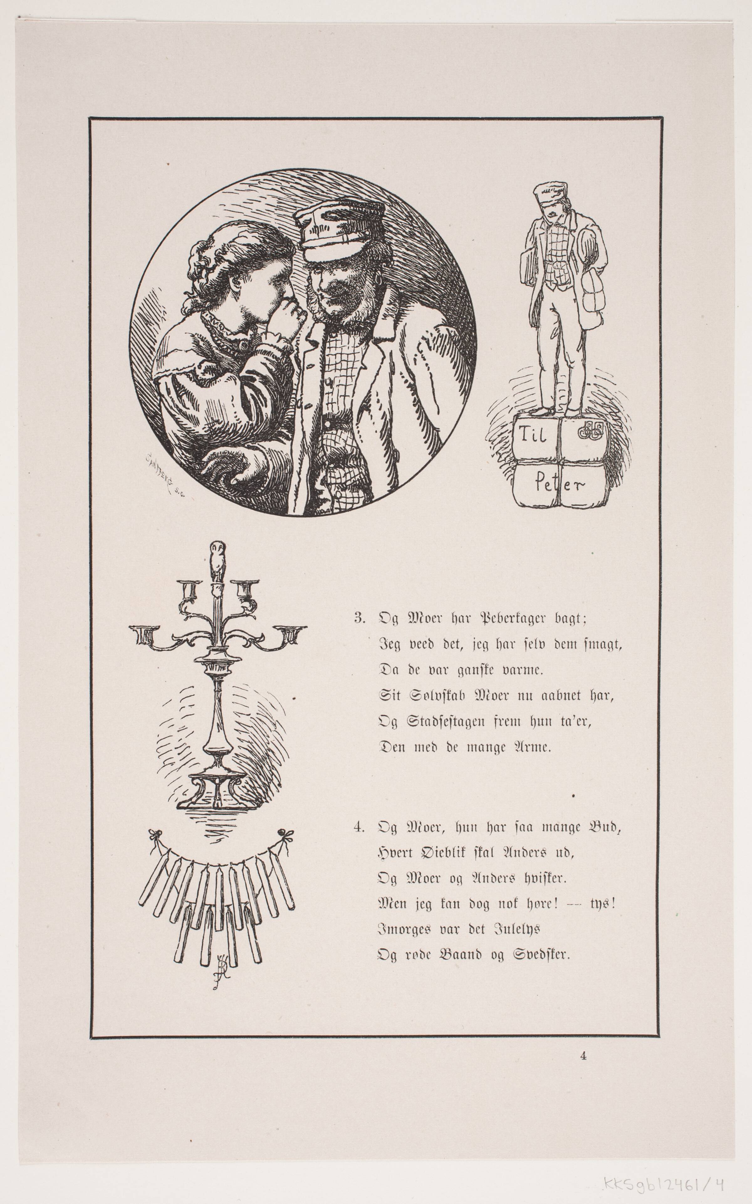 Illustration til Johan Krohn, "Peters jul", Carl Leonard Sandberg, 1870