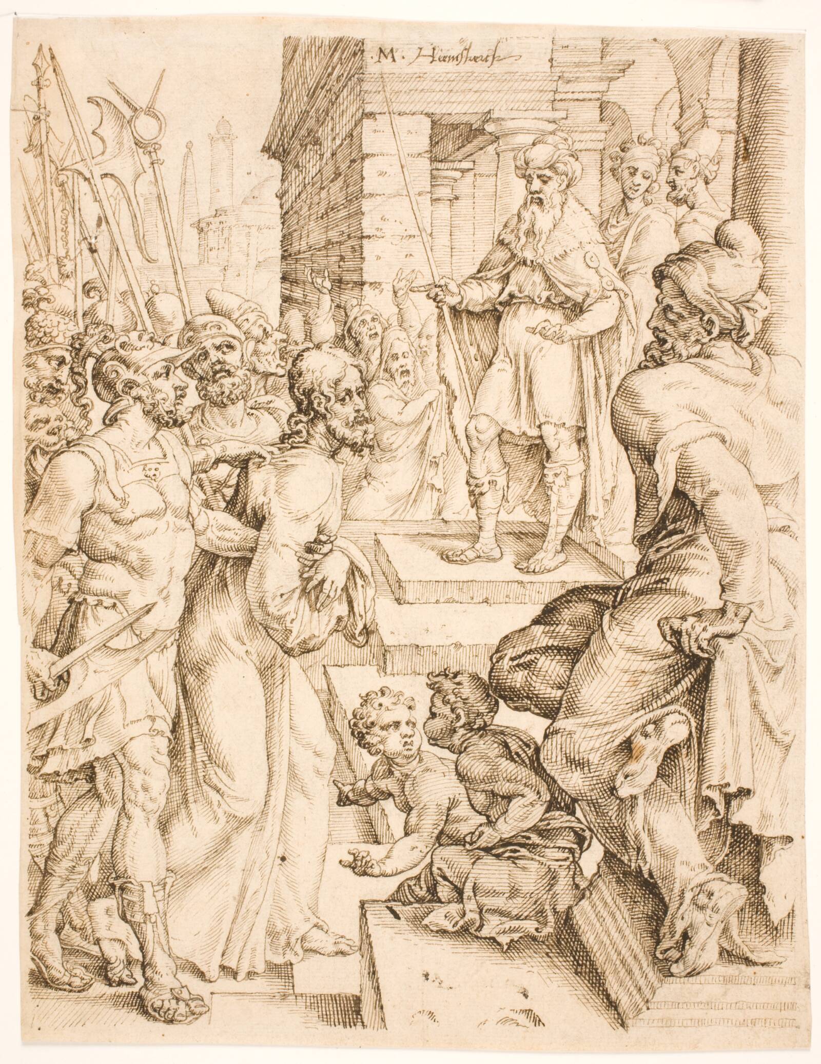 Kristus for Pilatus (?), Maarten van Heemskerck, 1546-1549