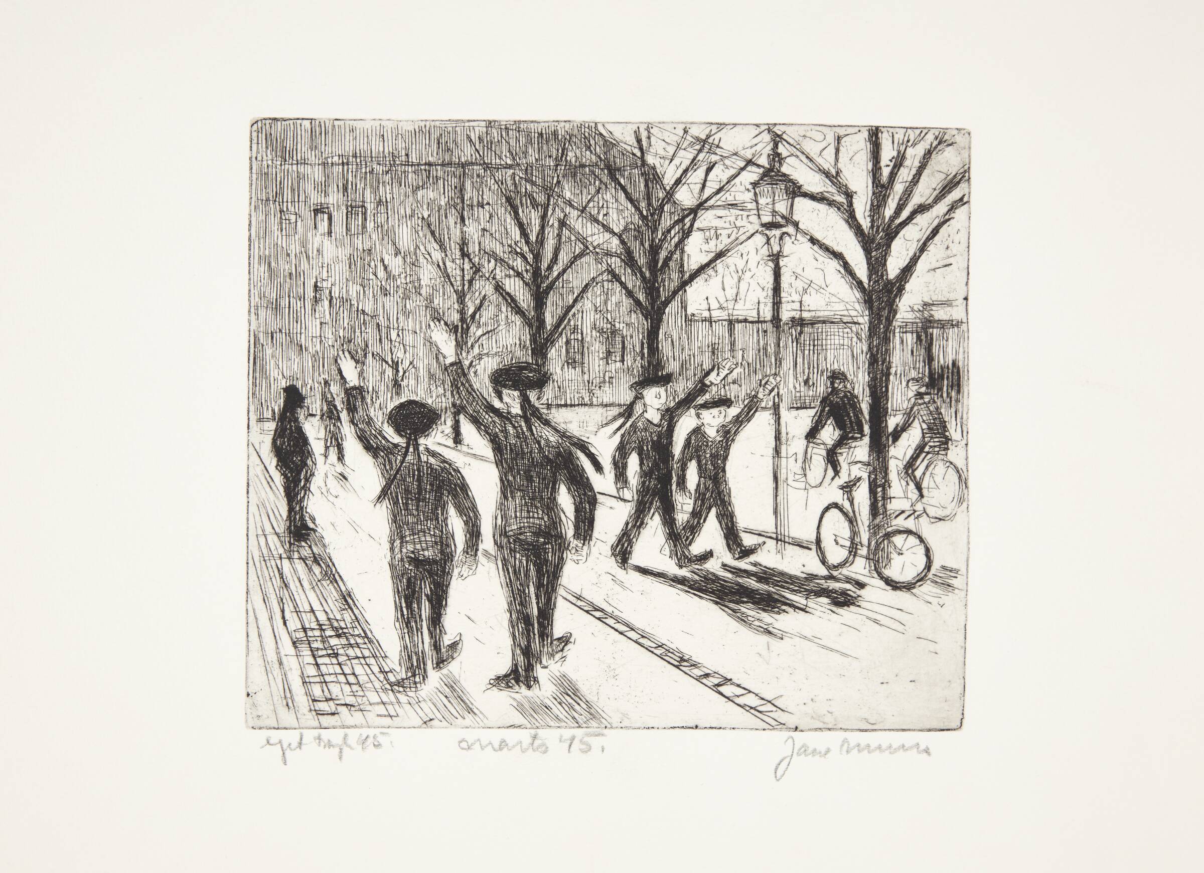 Tyske marinere heiler på gaden i København. Marts 1945, Jane Muus, 1945