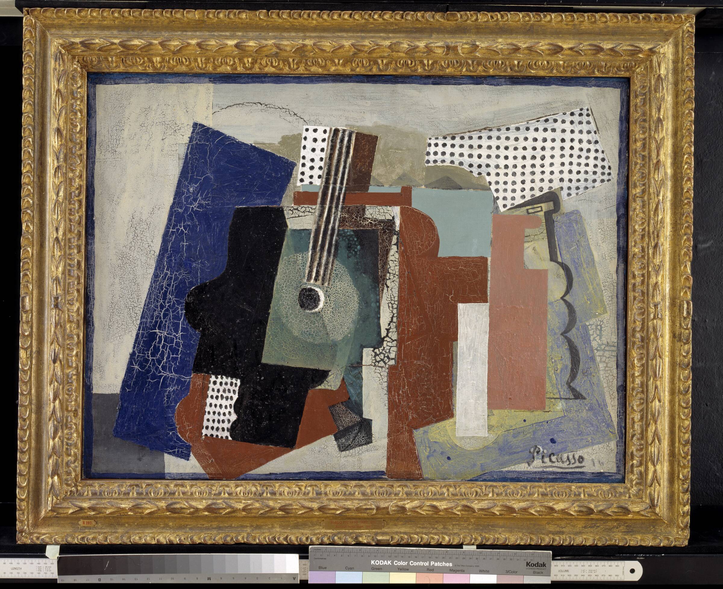 Opstilling med dør, guitar og flasker, Pablo Picasso, 1916