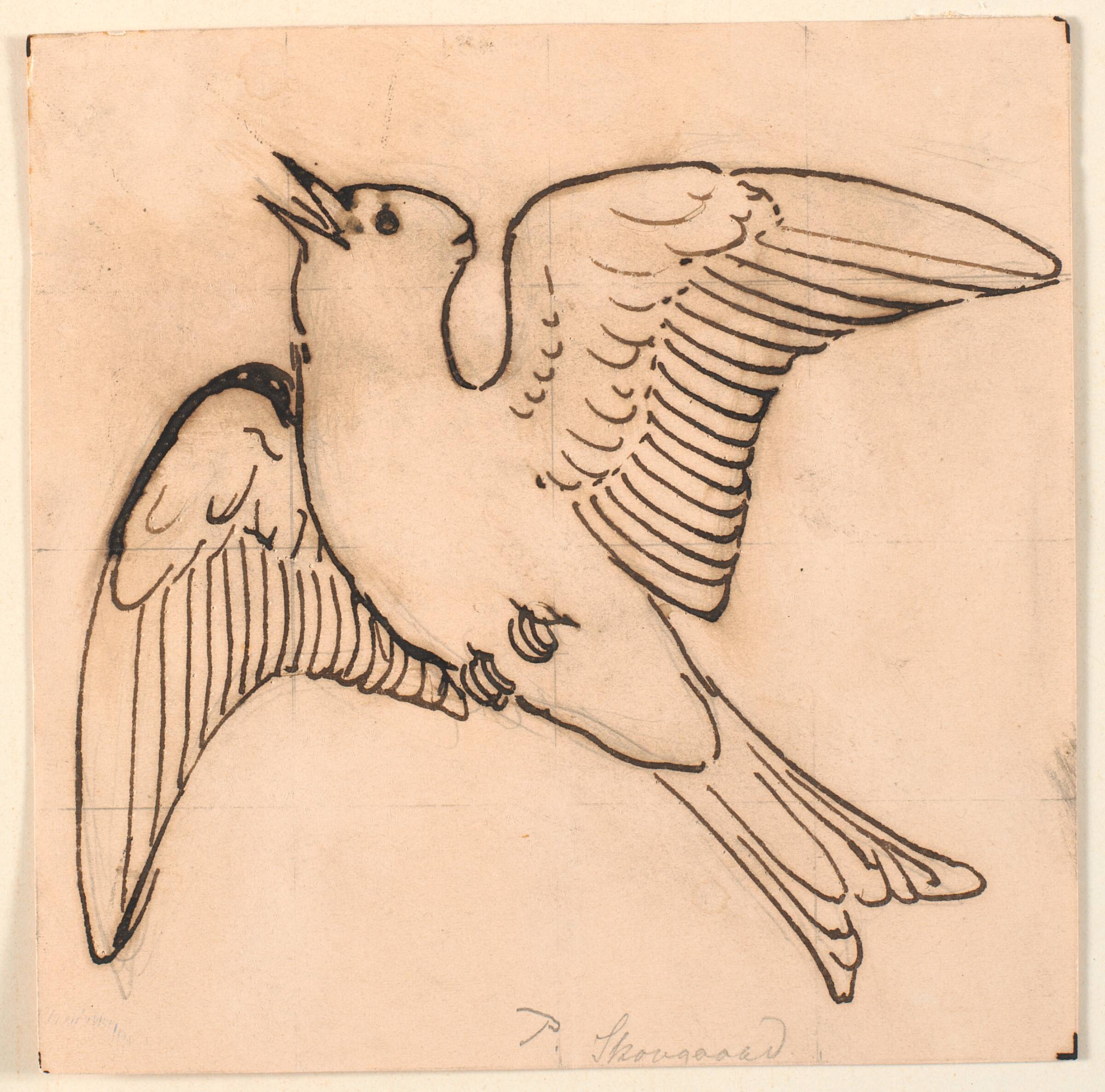 Syngende lærke. Dekorativt udkast., P.C. Skovgaard, 1817-1875