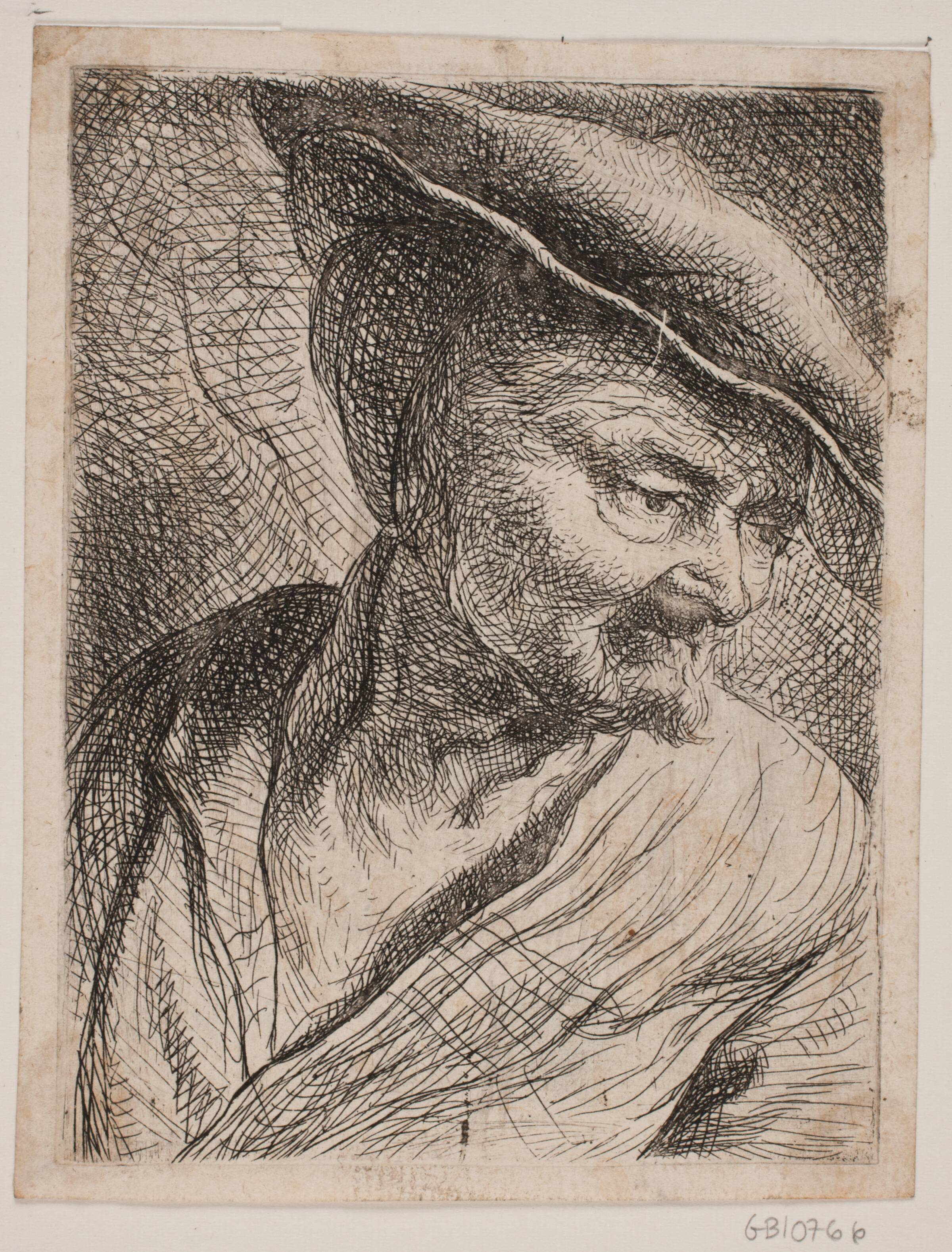 Brystbillede af en Mand, der ser nedad, W.A. Müller, 1733-1816