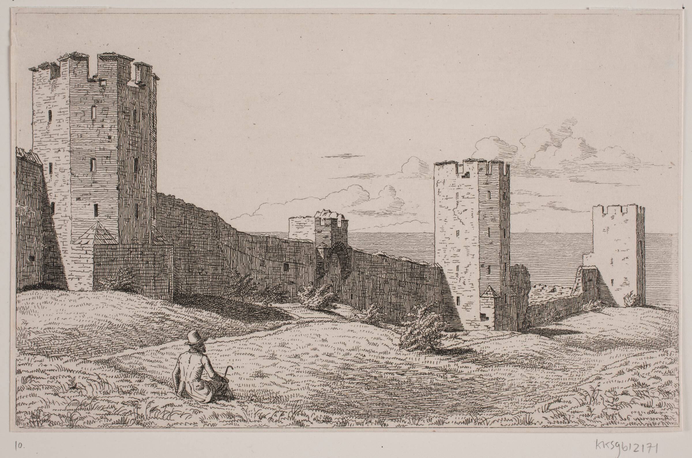 Parti af Visby stadsmur, Jacob Kornerup, 1851