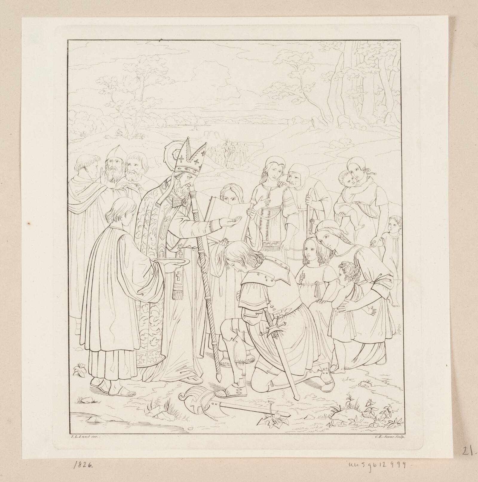 De første danske kristnes dåb, Edvard Sonne, 1826