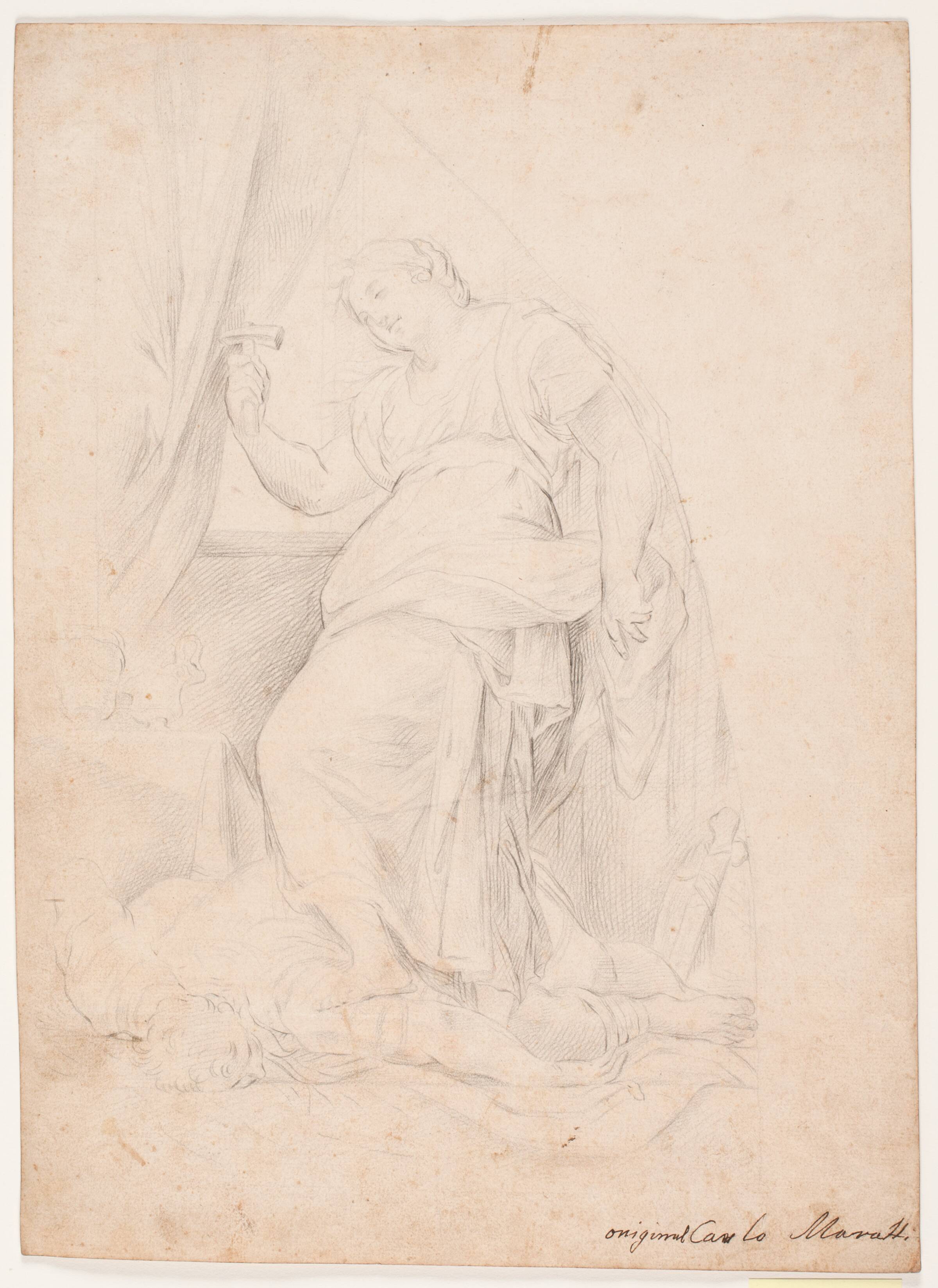 Jael dræber Sisara. Studie efter komposition af Carlo Maratti (Mezzetti, p. 345, nr. 150), Hendrik Krock, 1671-1738