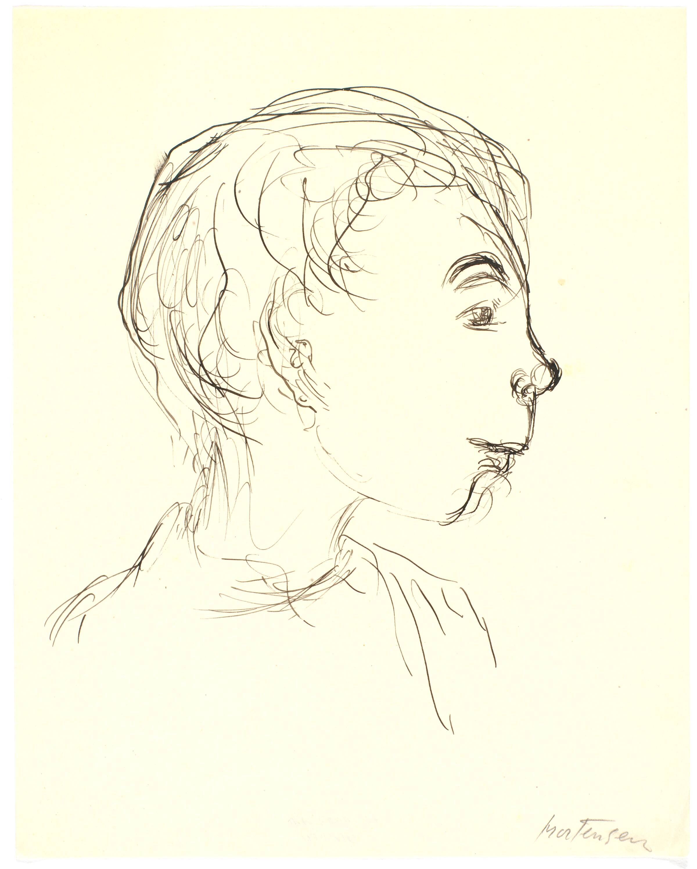 Drengeportræt i profil mod h., Richard Mortensen, 1929-1932