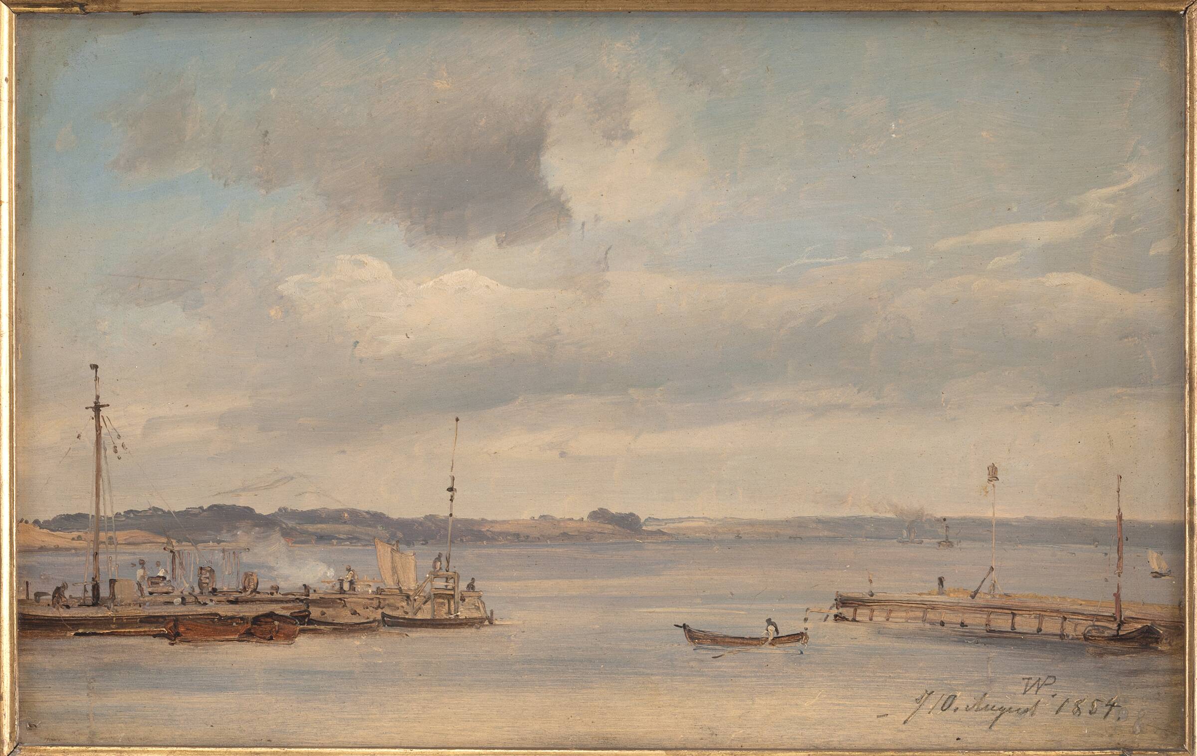 En bådehavn. Humlebæk, Vilhelm Petersen, 1854