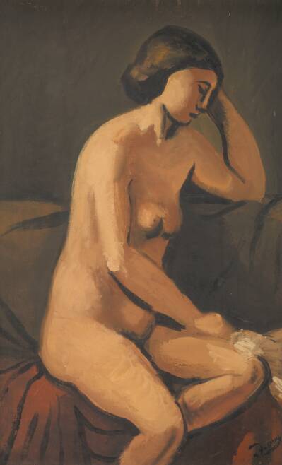 Femme nue au coussin rouge