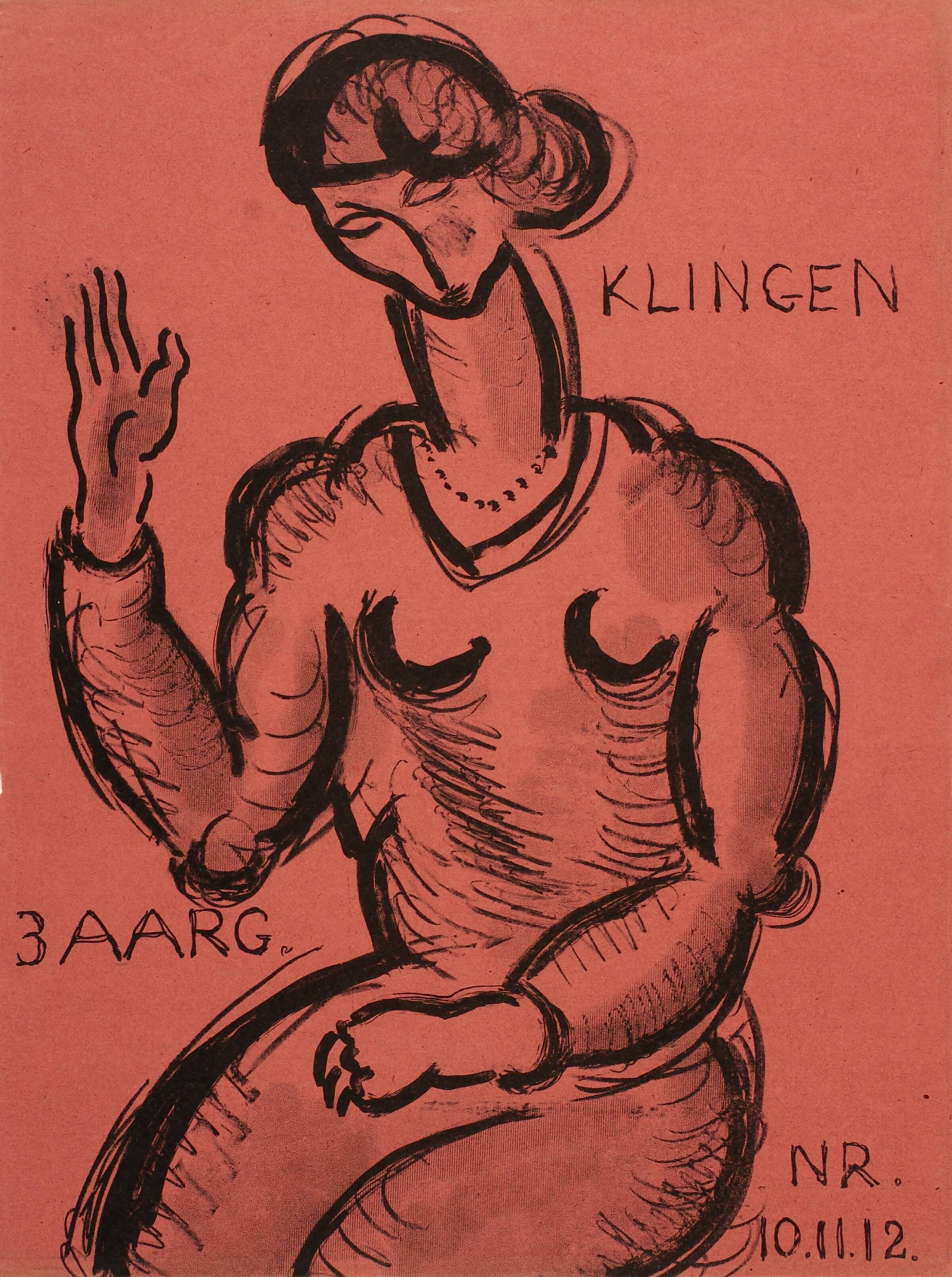 Løbende figur. Bagside til Klingen årg. III, nr. 1, Svend Johansen, 1919