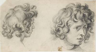 2 studier af hoveder efter van Dyck?