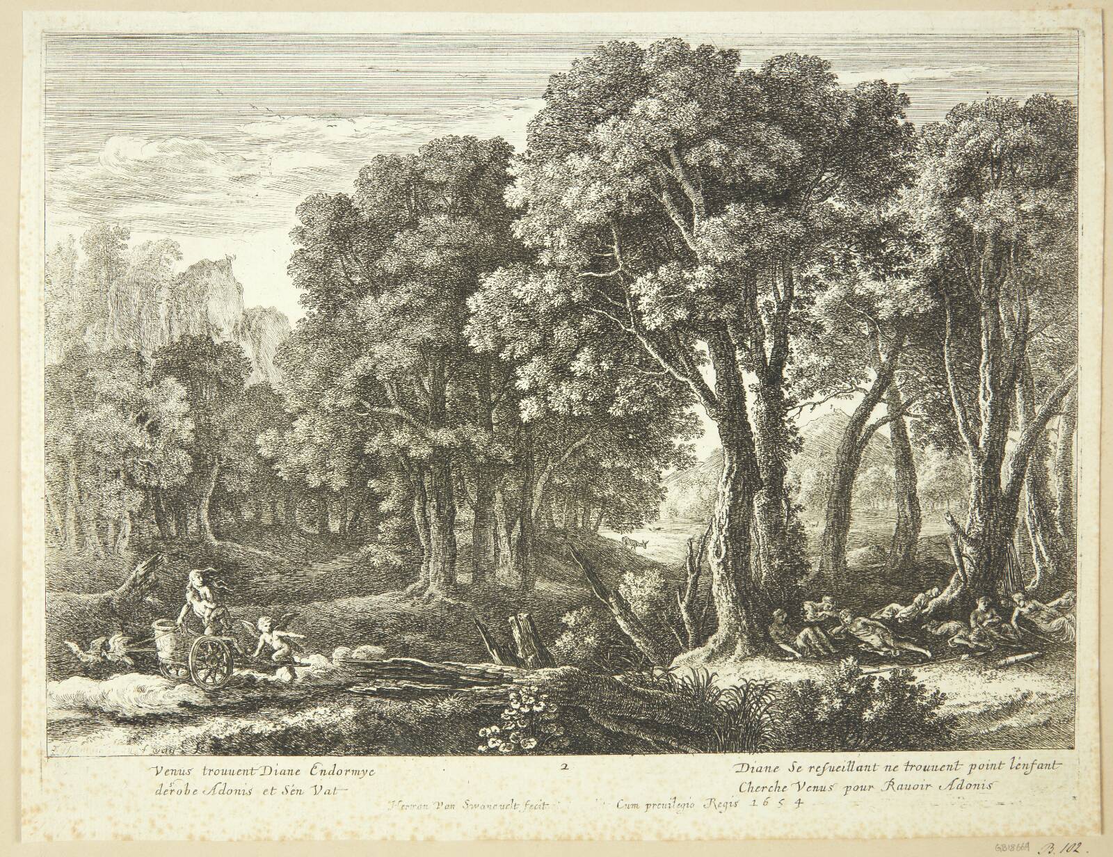 Venus bortfører Adonis, Herman van Swanevelt, 1654