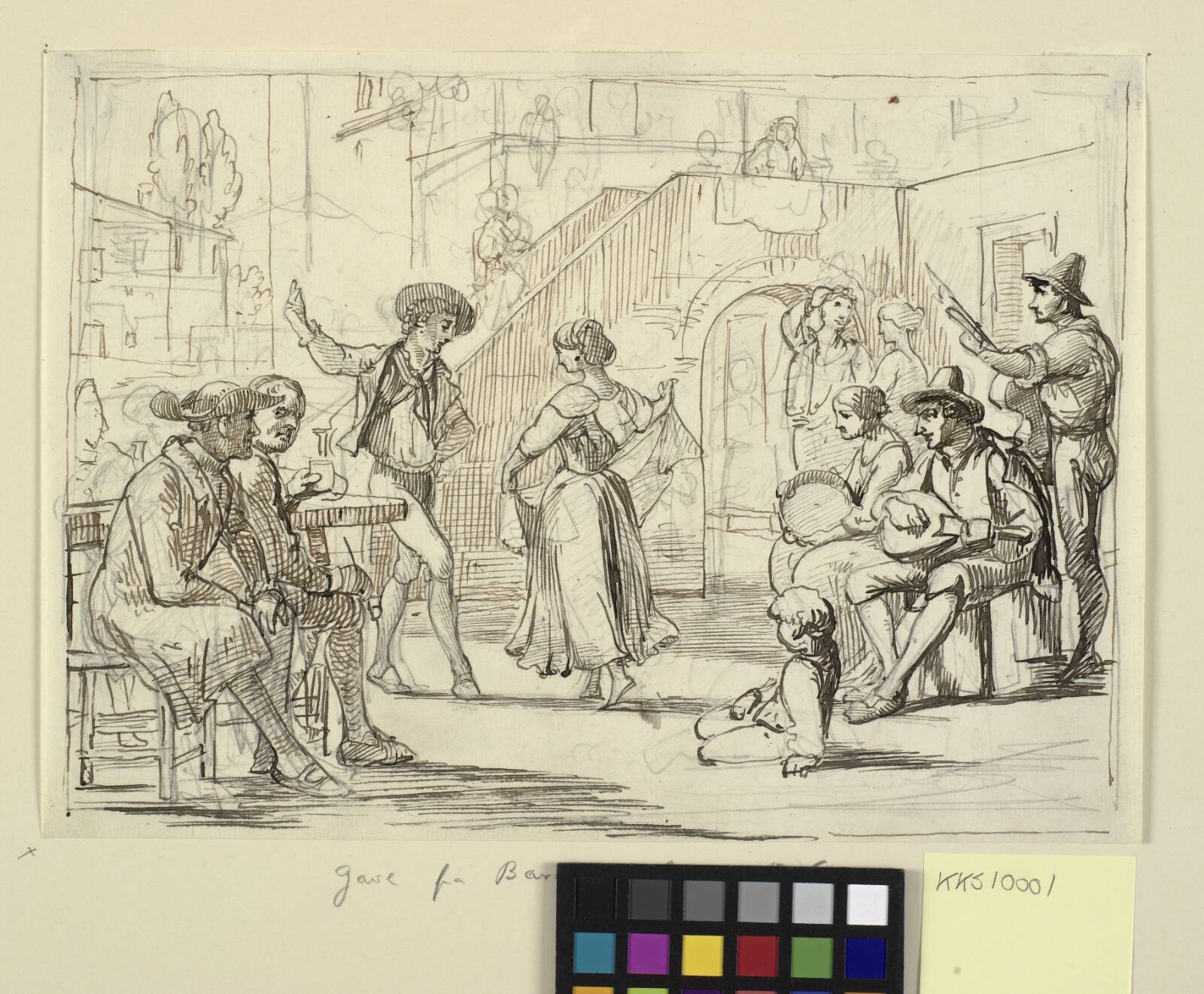 Dans uden for et osteri, Wilhelm Marstrand, 1810-1873