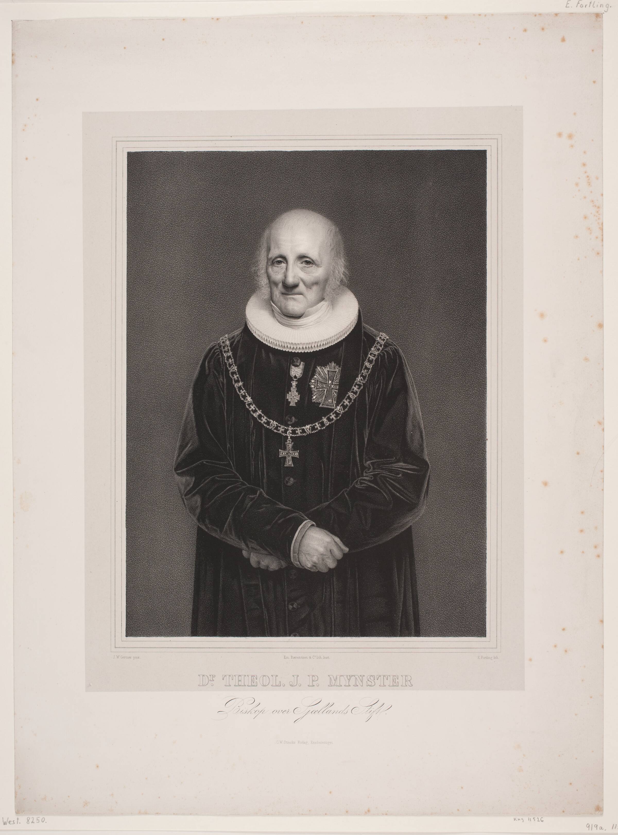 Biskop J. P. Mynster, Edvard Fortling, 1853