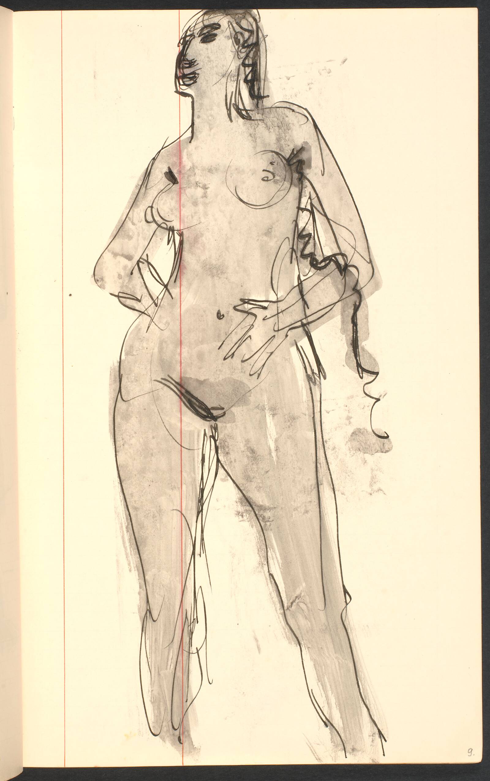 Stående, nøgen model, Gottfred Eickhoff, 1955