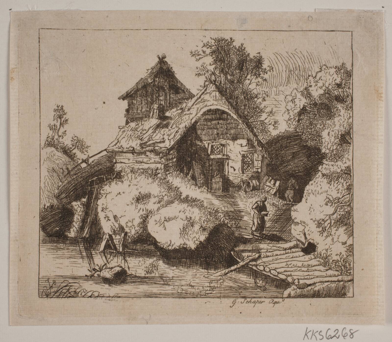 Gammelt bondehus, Gottfried Schaper, 1775-1851