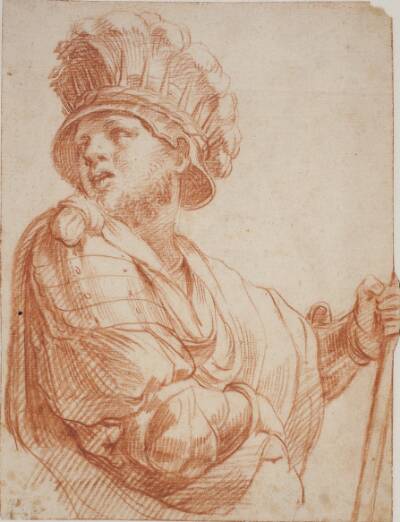 Soldat med fjerprydet hjelm. Efter Raphael