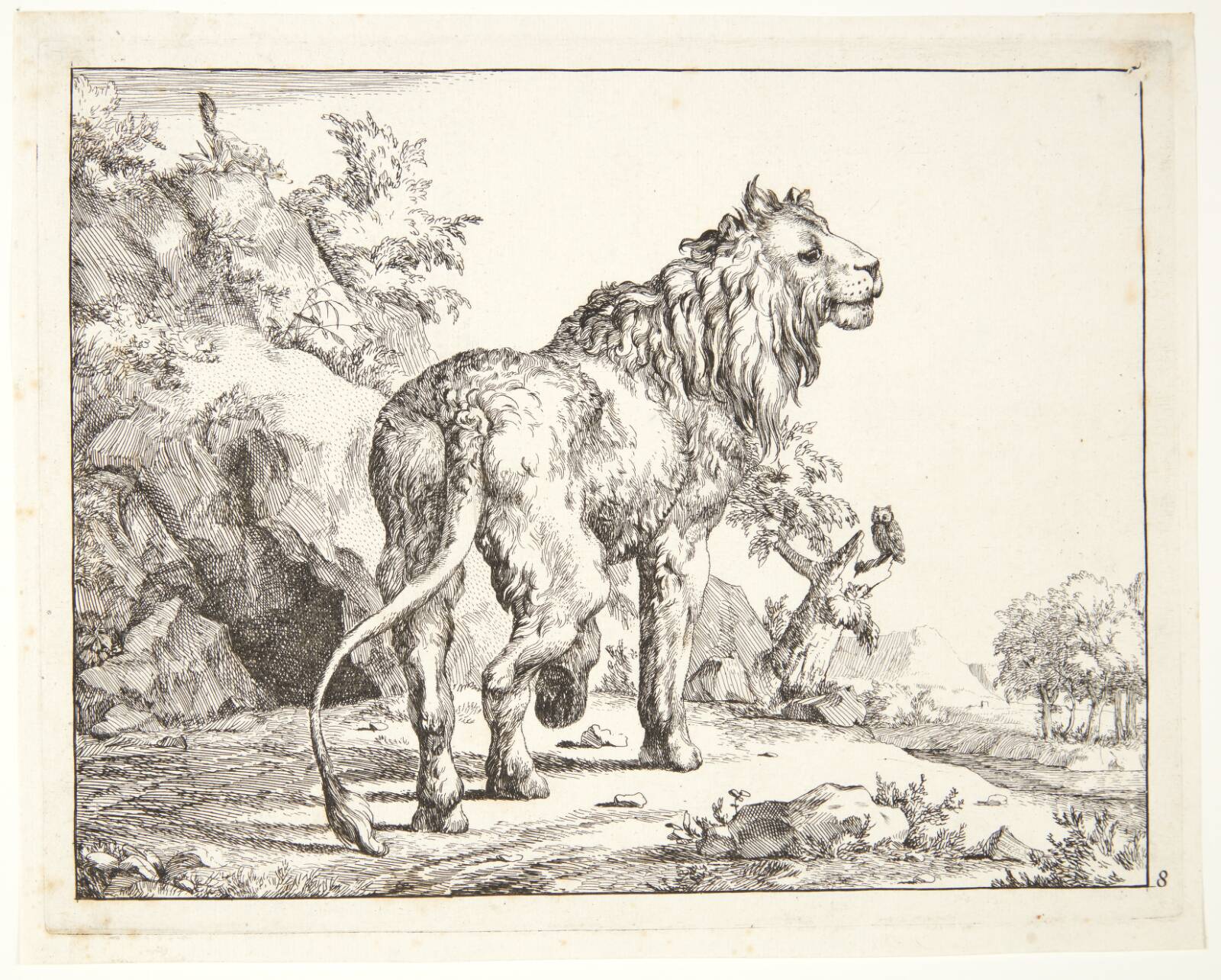 Stående løve, set bagfra, Marcus de Bye, 1664