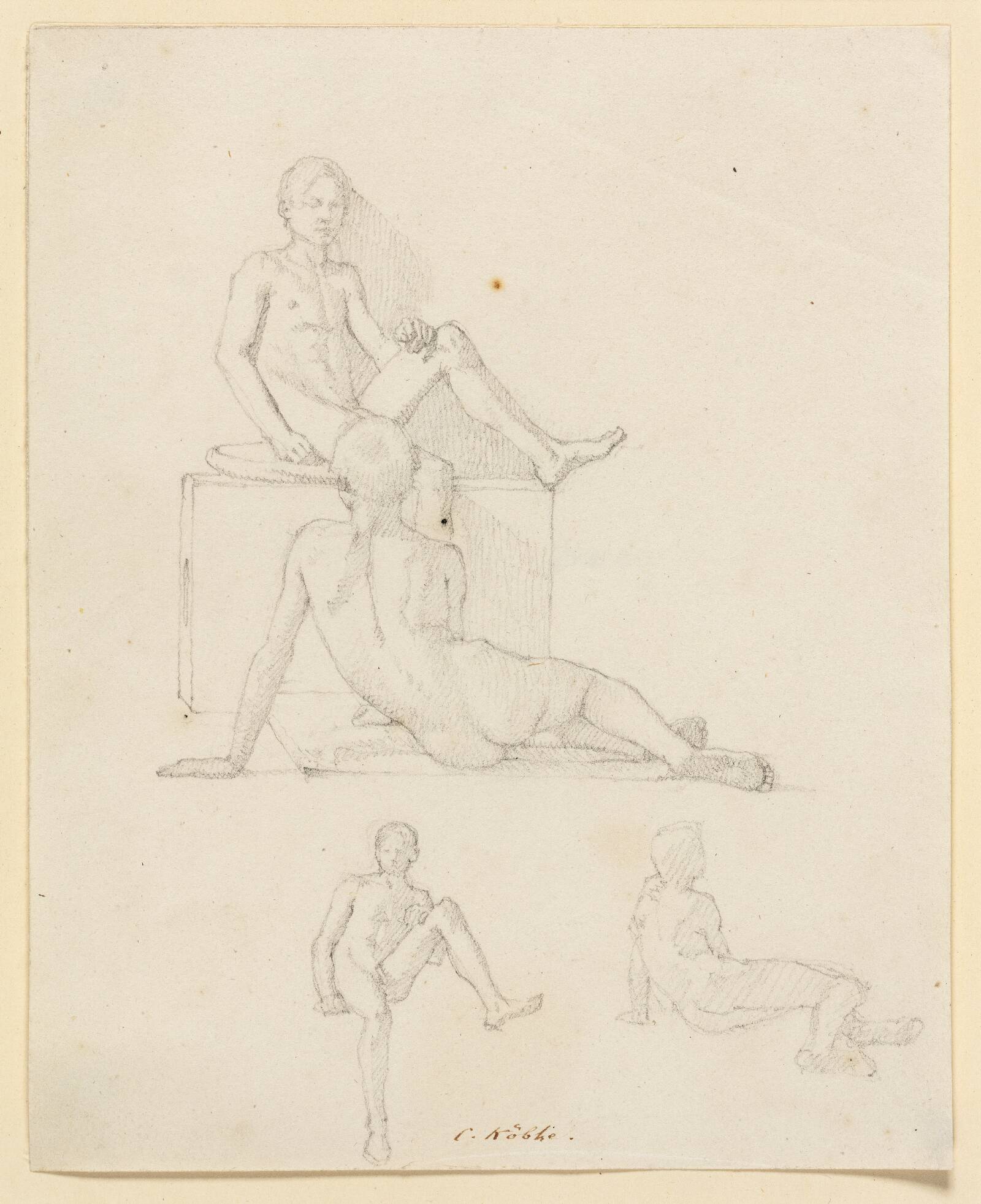 Fire modelstudier af drenge, Christen Købke, 1810-1848